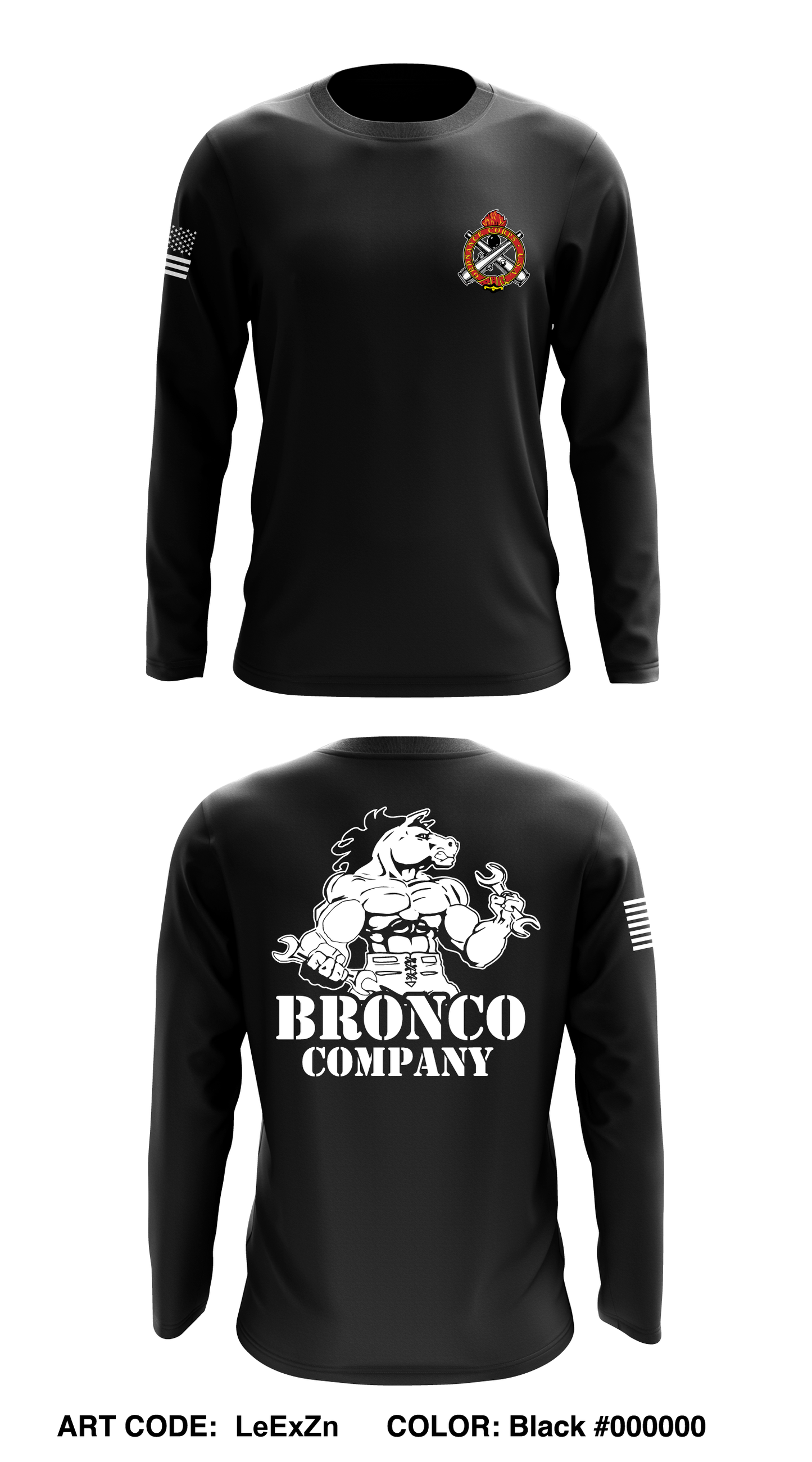 Bronco Company, 237 BSB Core Men's LS Performance Tee - LeExZn