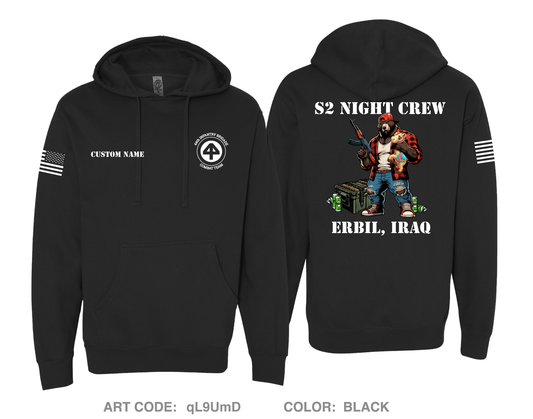 CUSTOM 44th IBCT S-2 Night Shift Comfort Unisex Hooded Sweatshirt - qL9UmD