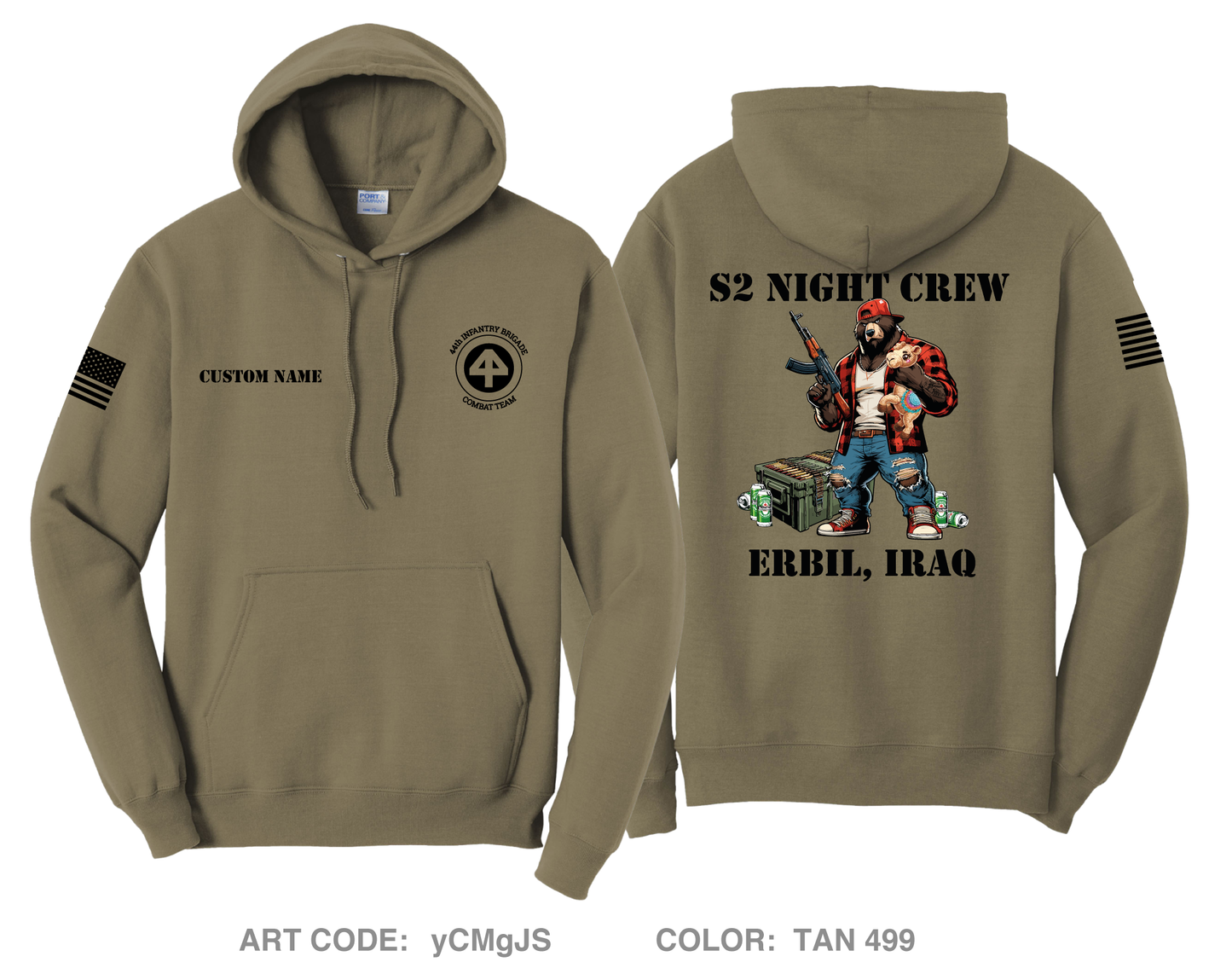 CUSTOM 44th IBCT S-2 Night Shift Comfort Unisex Hooded Sweatshirt - yCMgJS