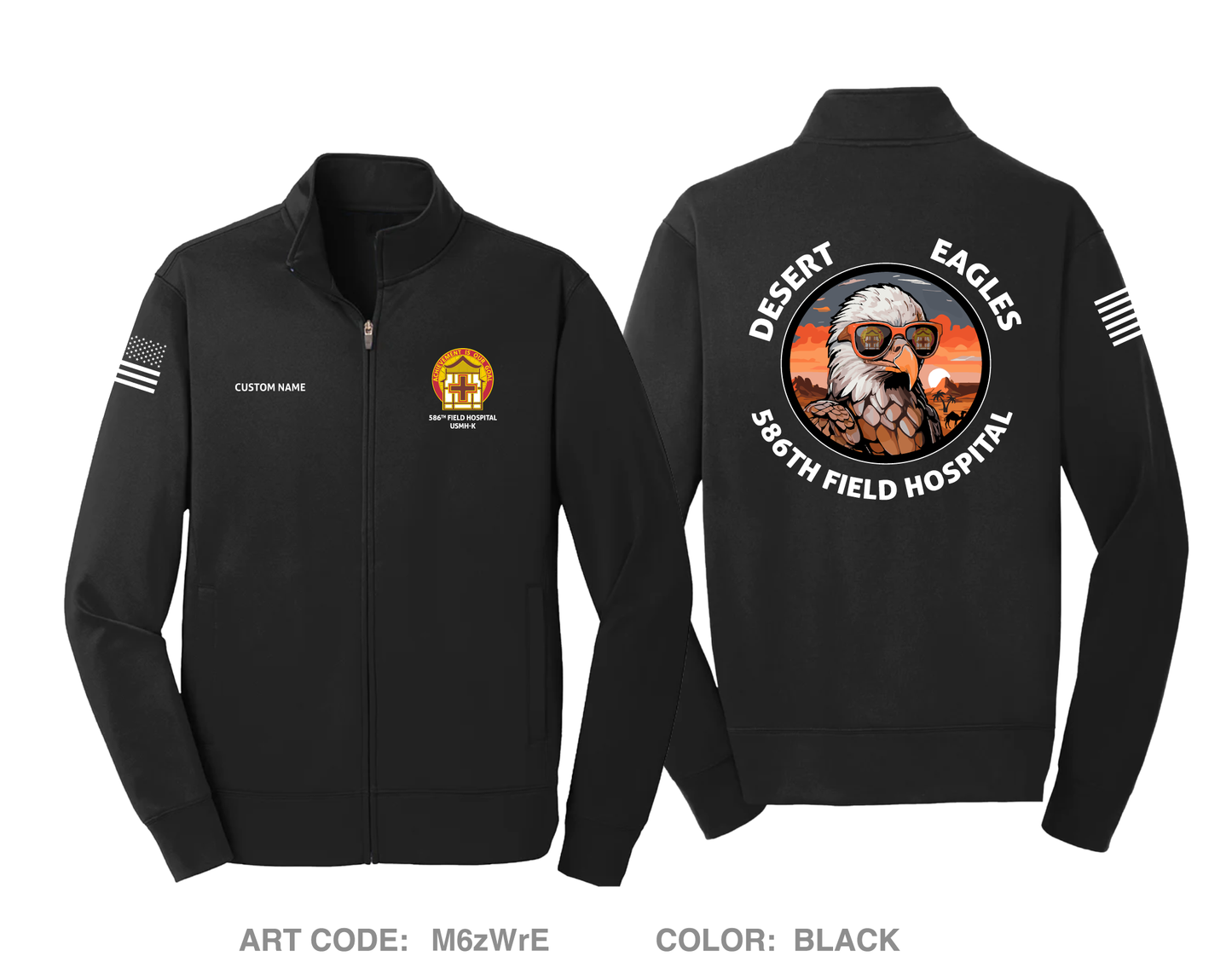 CUSTOM 586th Field Hospital Hi-Tech Performance Full-Zip Fleece Jacket - M6zWrE