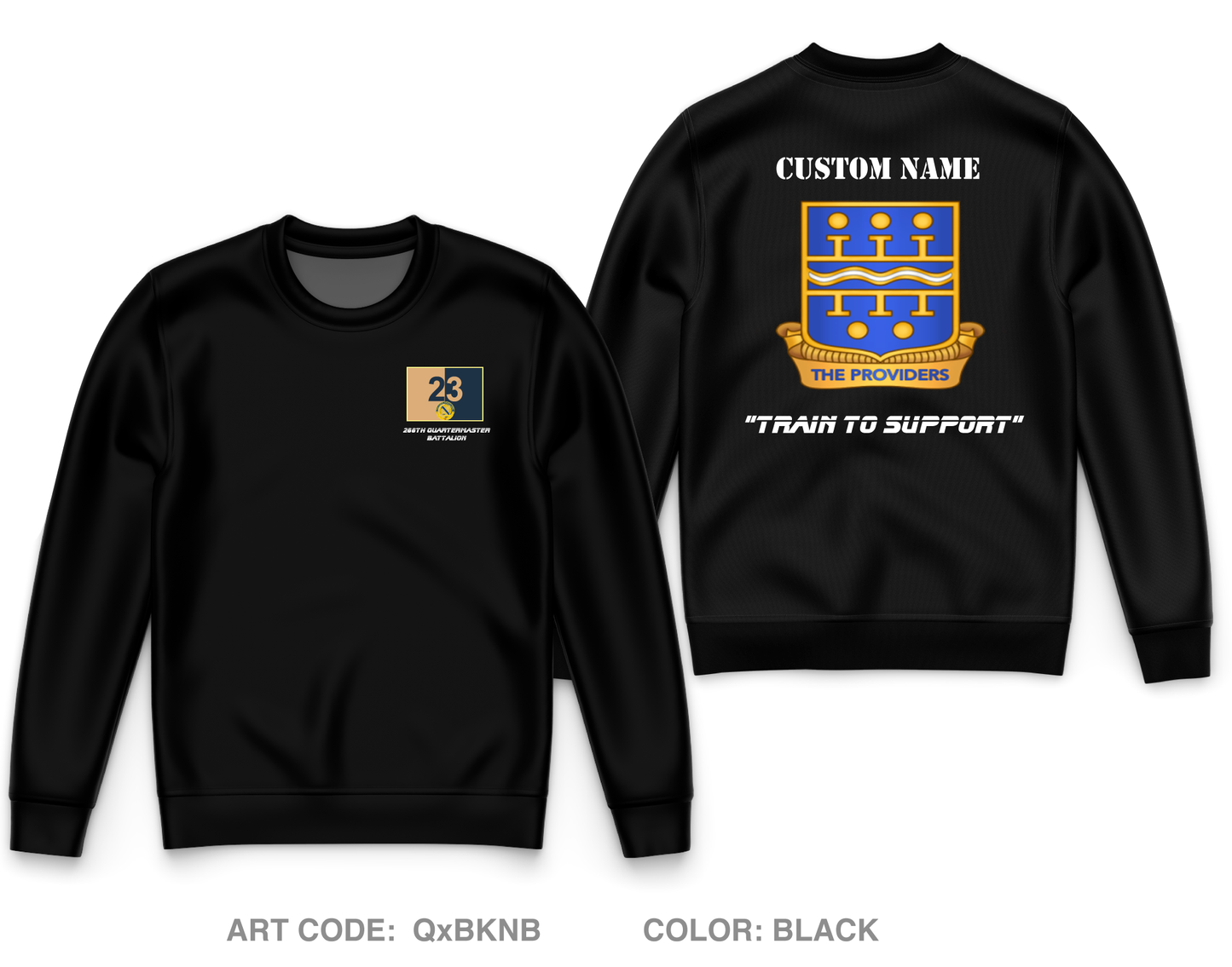 CUSTOM 266th Quartermaster Battalion Core Men's Crewneck Performance Sweatshirt - QxBKNB