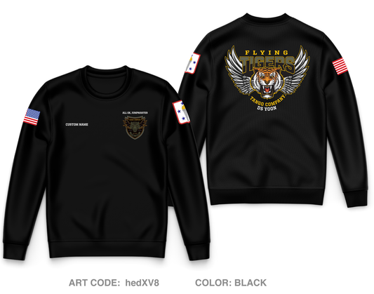 CUSTOM "Flying Tigers" 82nd Platoon, Tango Company, 266th QM BN Core Men's Crewneck Performance Sweatshirt - hedXV8