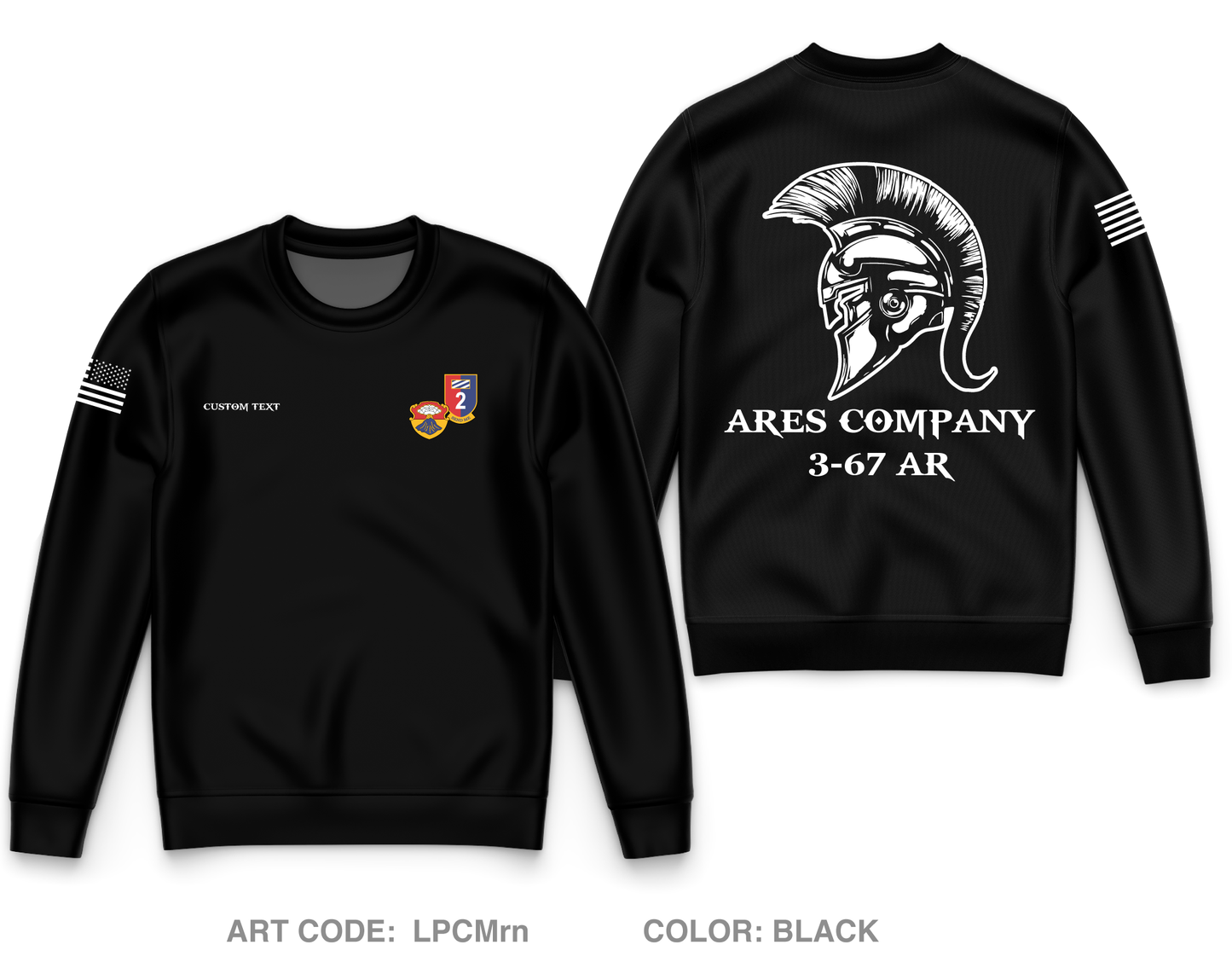 Custom A CO. 3-67 AR Core Men's Crewneck Performance Sweatshirt - LPCMrn