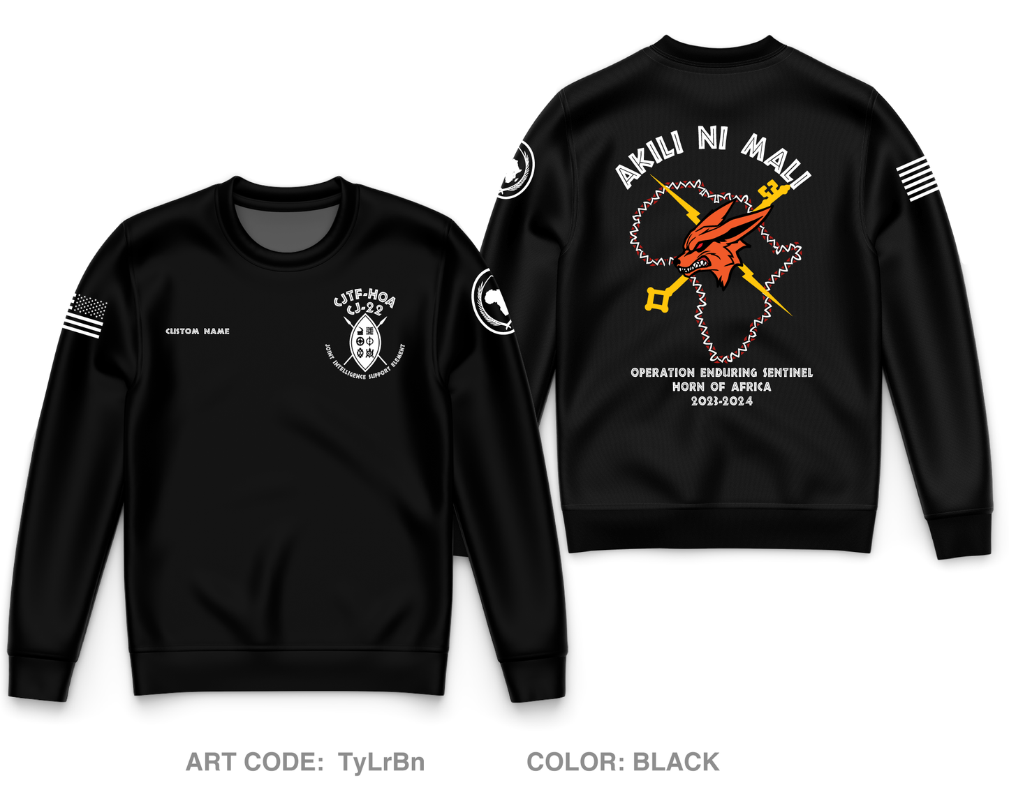 Custom Joint Intelligence Support Element, CJ-22, CJTF-HOA Core Men's Crewneck Performance Sweatshirt - TyLrBn