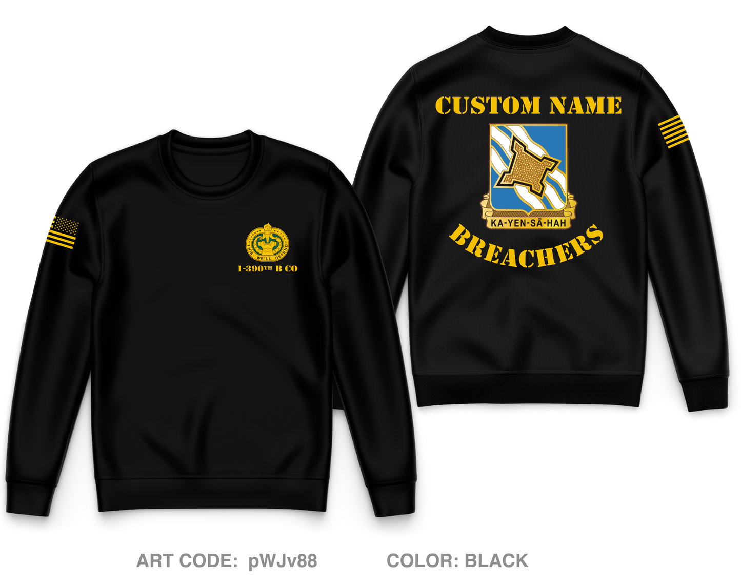 Custom B Co, 1BN, 390th RGT Core Men's Crewneck Performance Sweatshirt - pWJv88