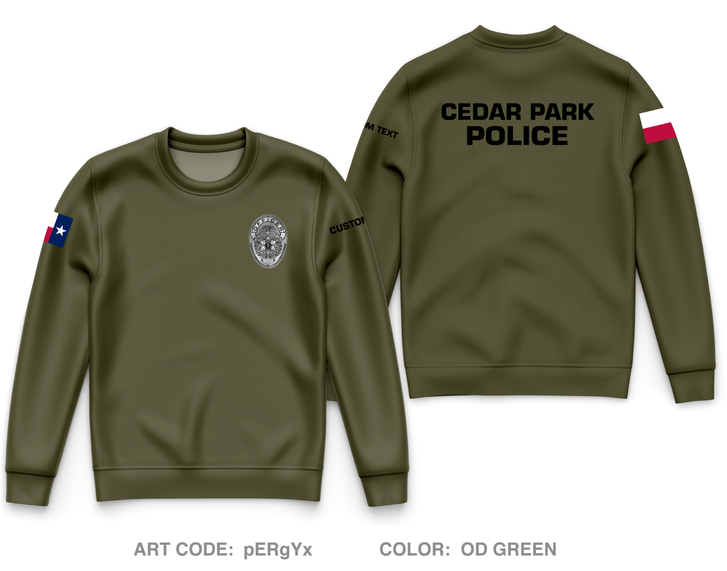 CUSTOM Cedar Park Police Department Core Men's Crewneck Performance Sweatshirt - pERgYx