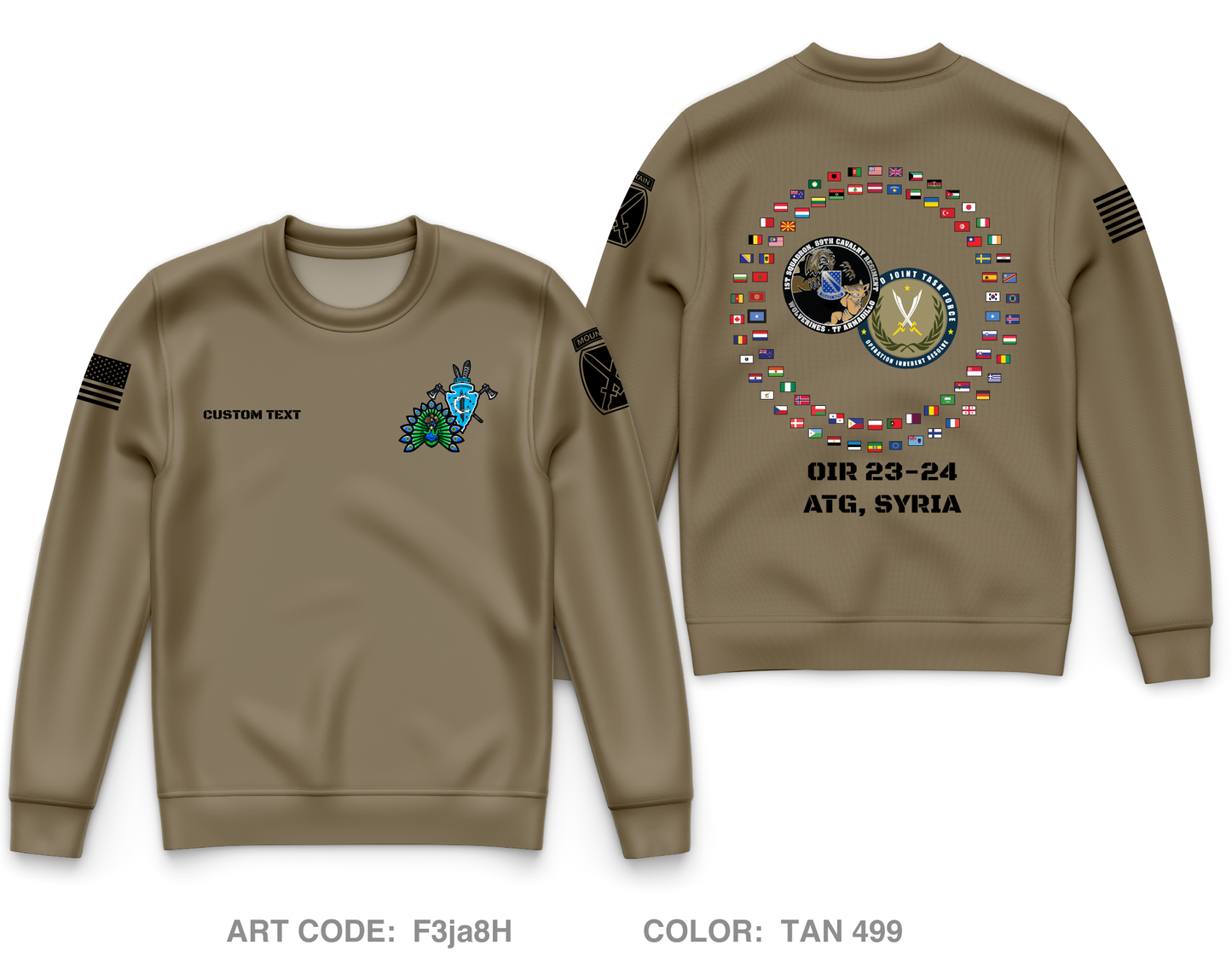 Custom 2|C|1-89 CAV Core Men's Crewneck Performance Sweatshirt - F3ja8H