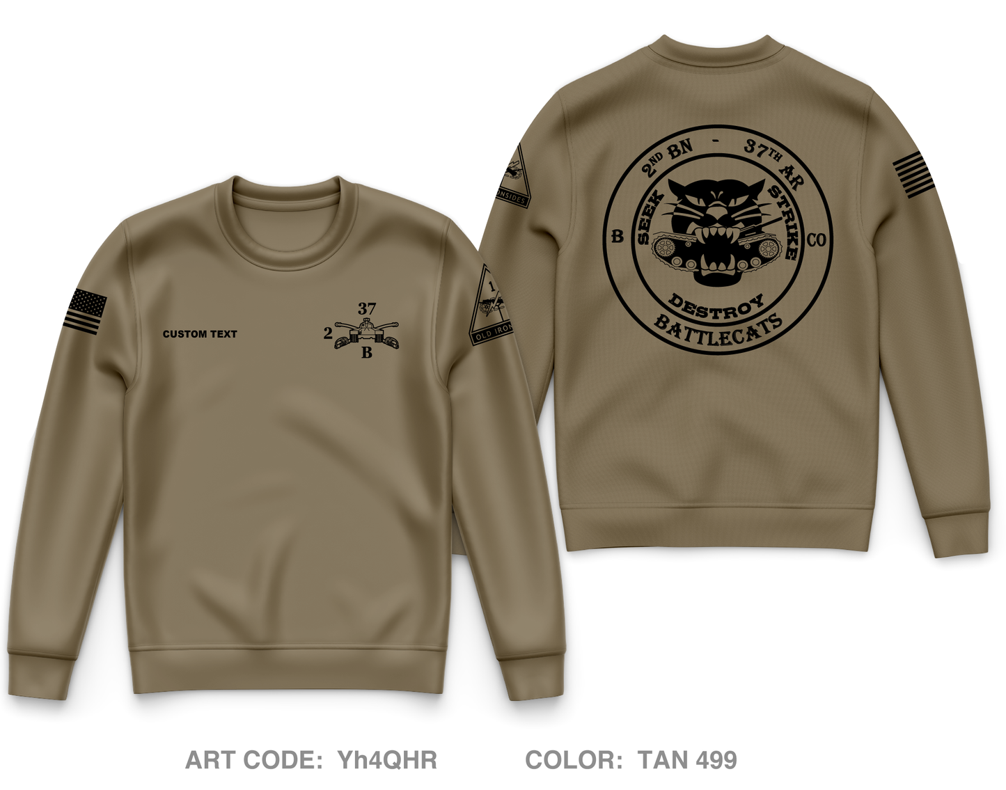 Custom Battlecat Co, 2-37 AR, 1|1 AD Core Men's Crewneck Performance Sweatshirt - Yh4QHR