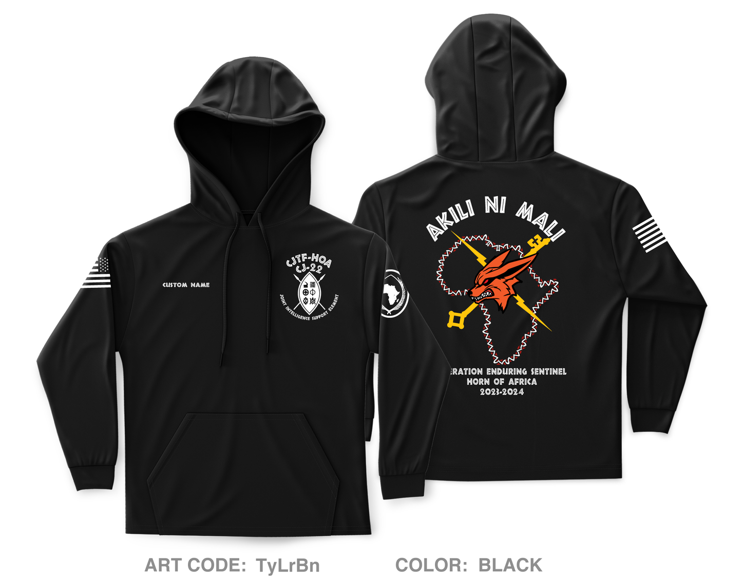 Custom Joint Intelligence Support Element, CJ-22, CJTF-HOA Core Men's Hooded Performance Sweatshirt - TyLrBn