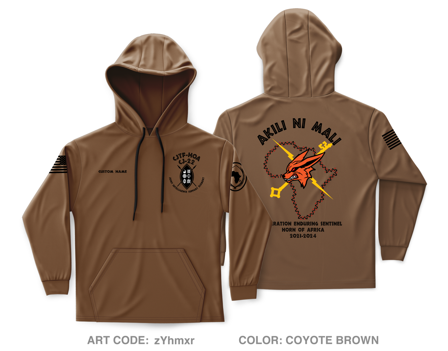 Custom Joint Intelligence Support Element, CJ-22, CJTF-HOA Core Men's Hooded Performance Sweatshirt - zYhmxr