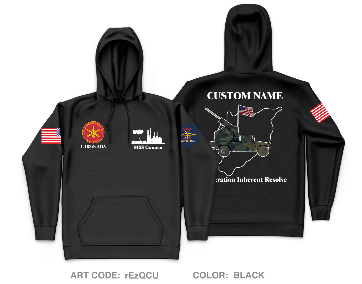 CUSTOM 1-188th ADA Core Men's Hooded Performance Sweatshirt - rEzQCU