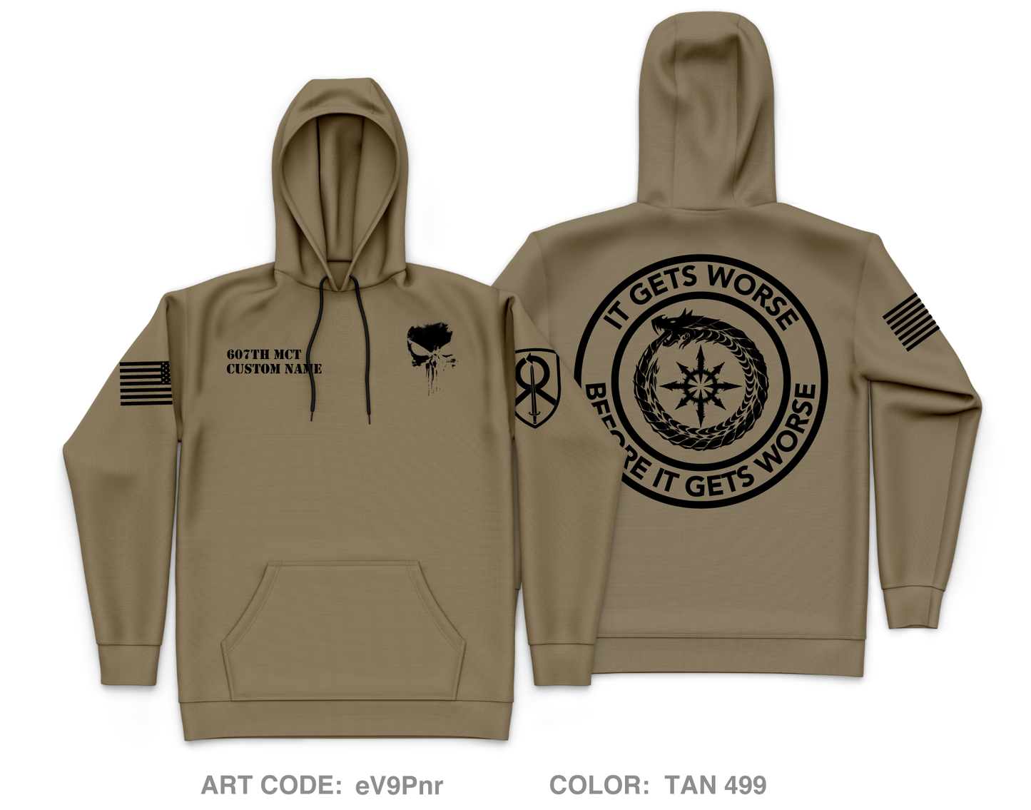 Custom 607th MCT Core Men's Hooded Performance Sweatshirt - eV9Pnr