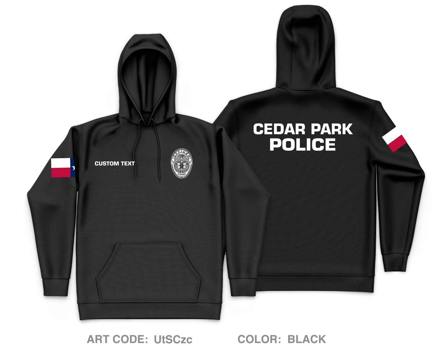 CUSTOM Cedar Park Police Department Core Men's Hooded Performance Sweatshirt - UtSCzc