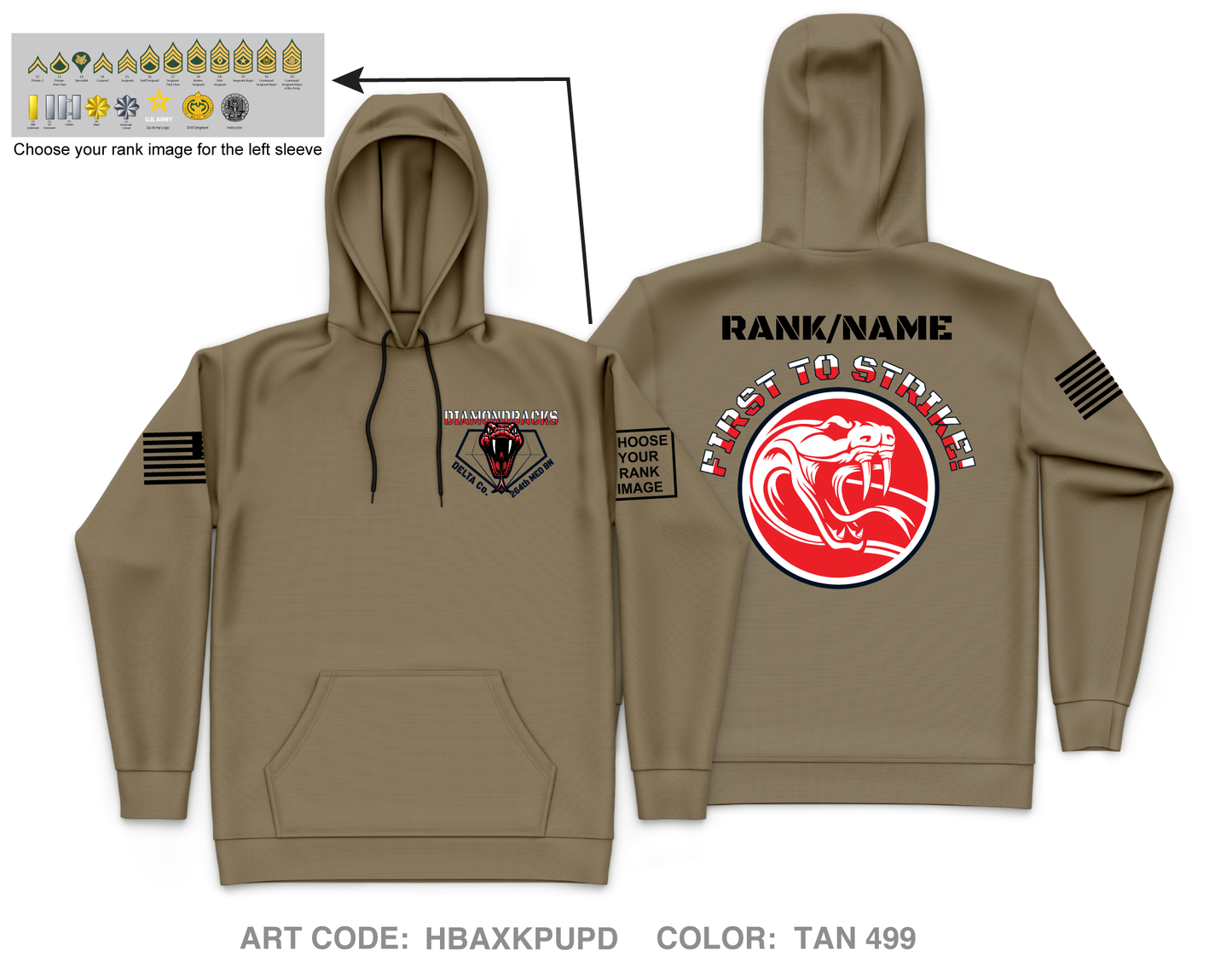 CUSTOM Delta Company, 264th MED BN Core Men's Hooded Performance Sweatshirt - HBAXKPUPD