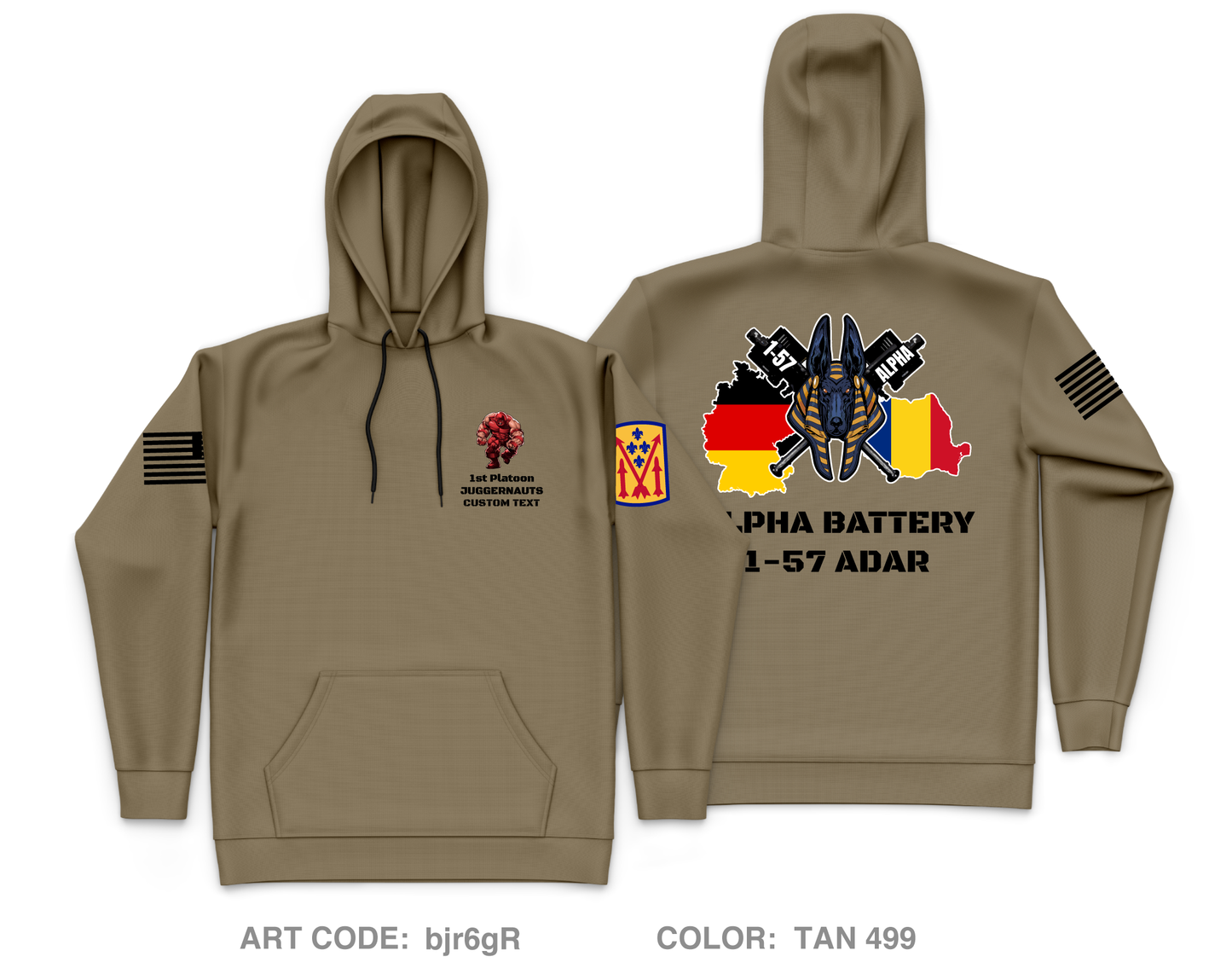 CUSTOM 1st platoon, Alpha battery, 1-57 ADAR Core Men's Hooded Performance Sweatshirt - bjr6gR