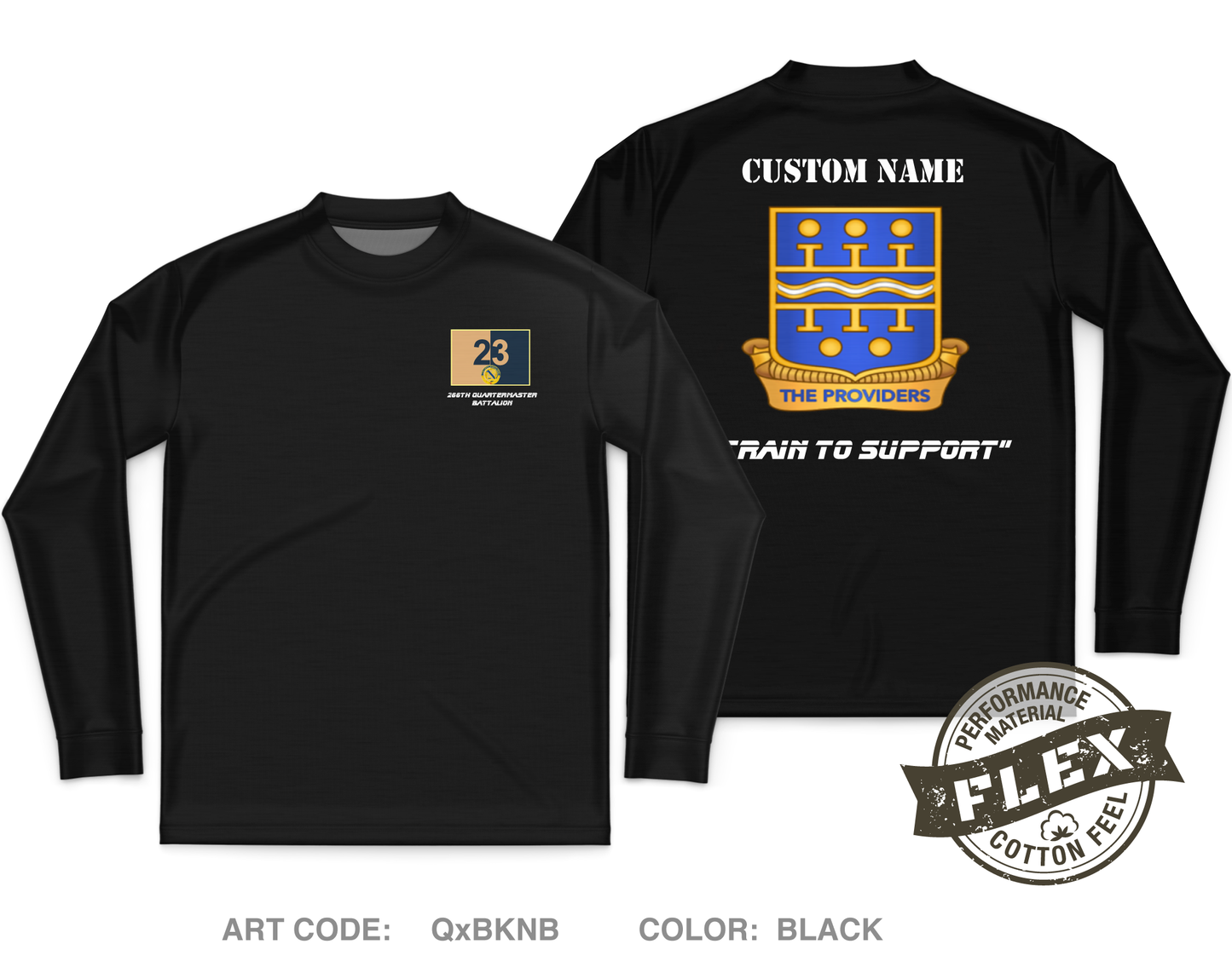 CUSTOM 266th Quartermaster Battalion Core Men's LS Flex Performance Tee - QxBKNB