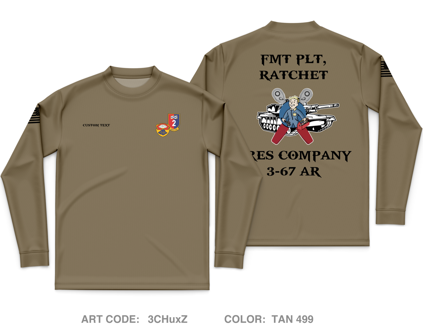 Custom A CO. 3-67 AR Core Men's LS Performance Tee - 3CHuxZ