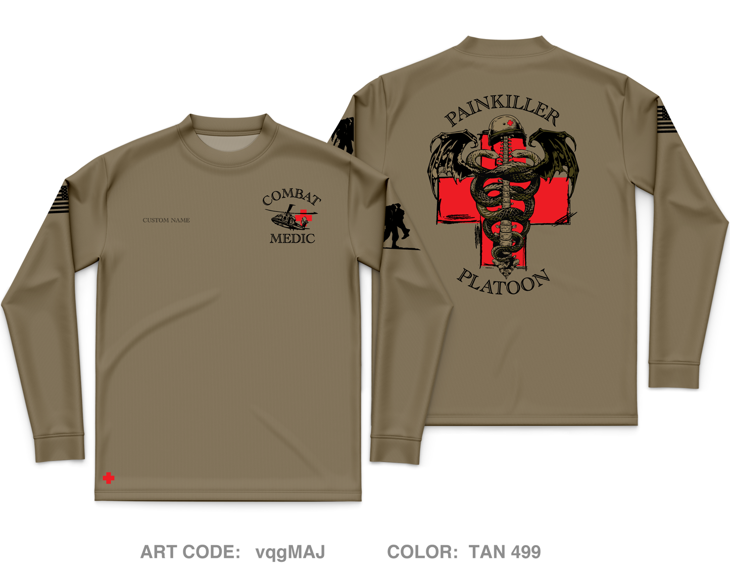 CUSTOM HHC 1-114th IN BN Medical Platoon Core Men's LS Performance Tee - vqgMAJ