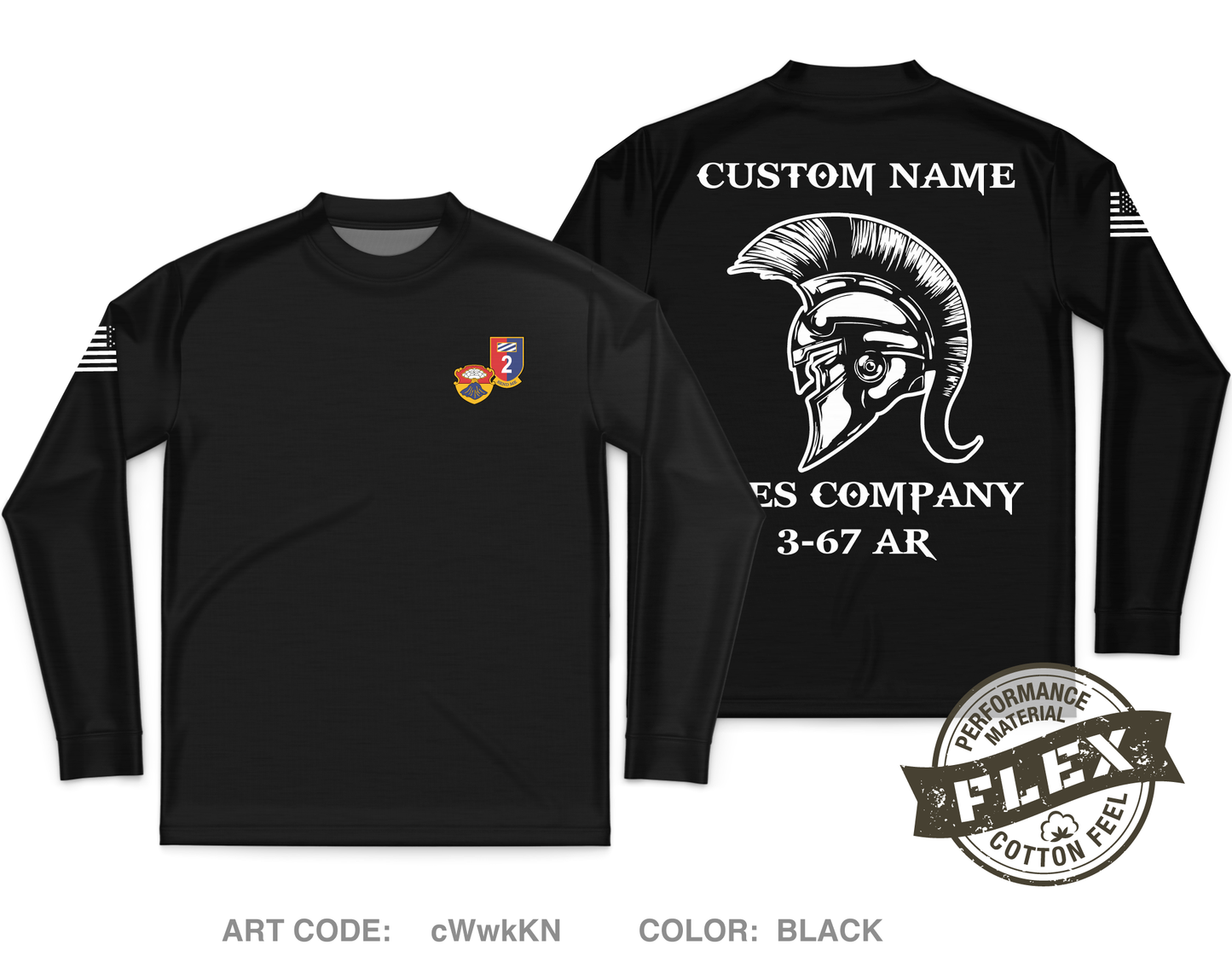 Custom A CO. 3-67 AR Core Men's LS Flex Performance Tee - cWwkKN