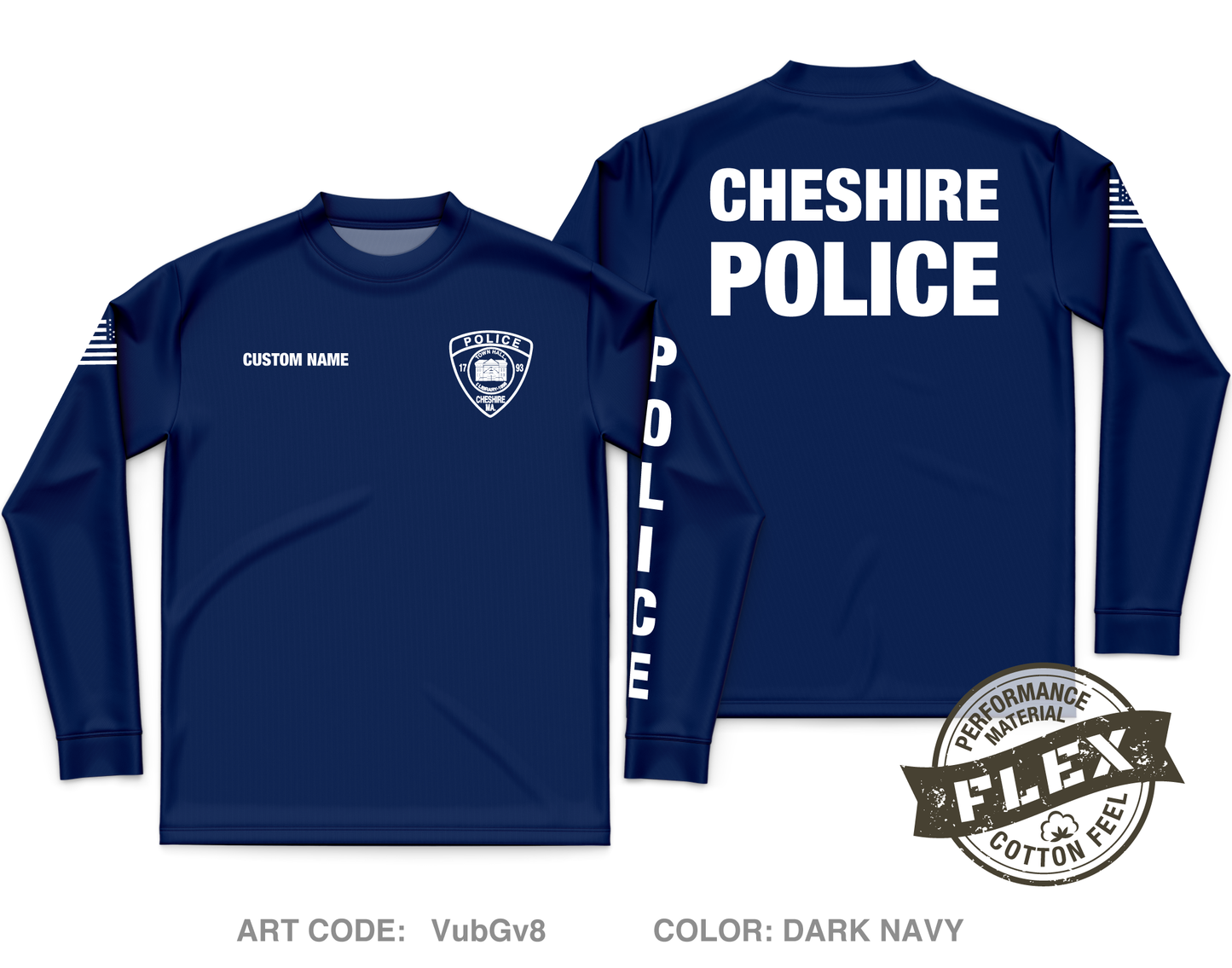 CUSTOM Cheshire Police Department Core Men's LS Flex Performance Tee - VubGv8