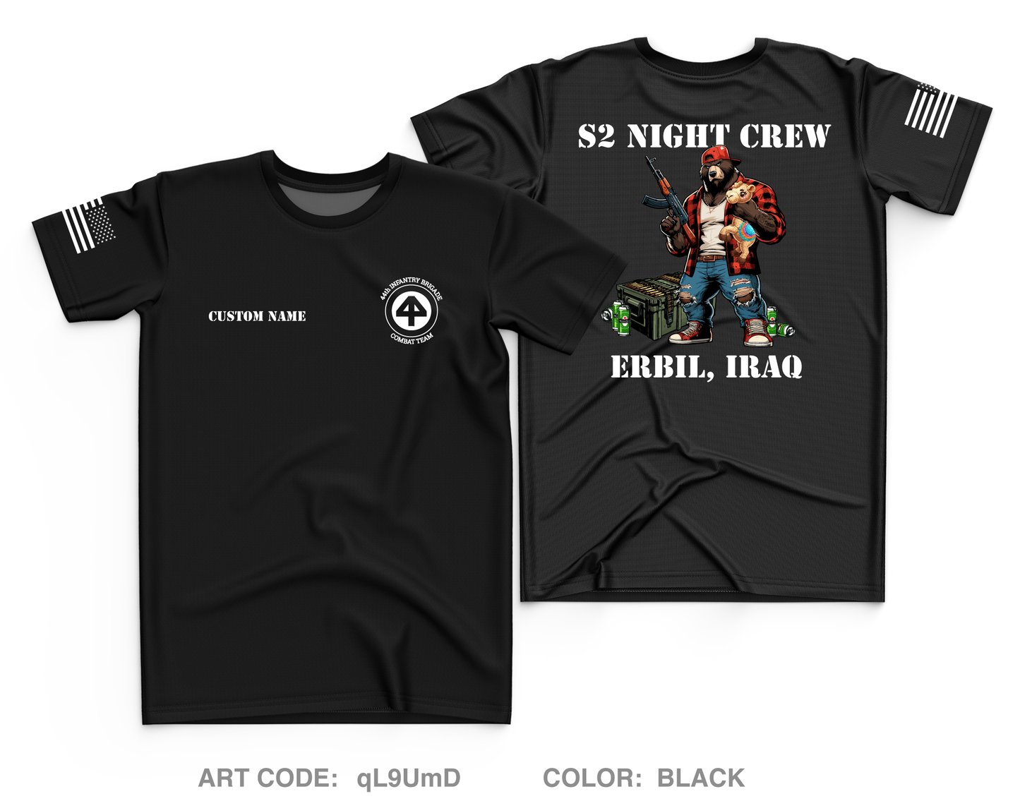 CUSTOM 44th IBCT S-2 Night Shift Core Men's SS Performance Tee - qL9UmD