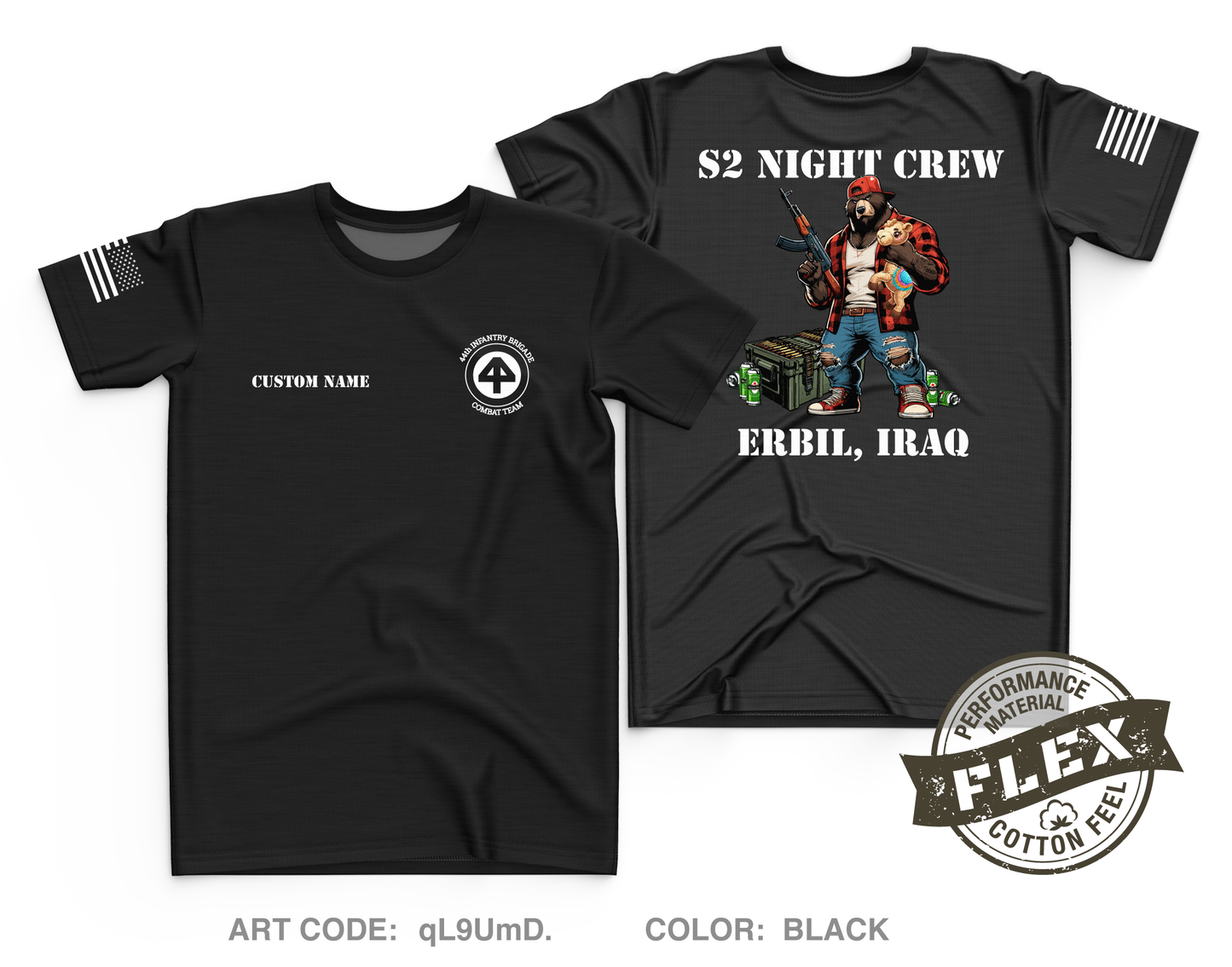 CUSTOM 44th IBCT S-2 Night Shift Core Men's SS Flex Performance Tee - qL9UmD