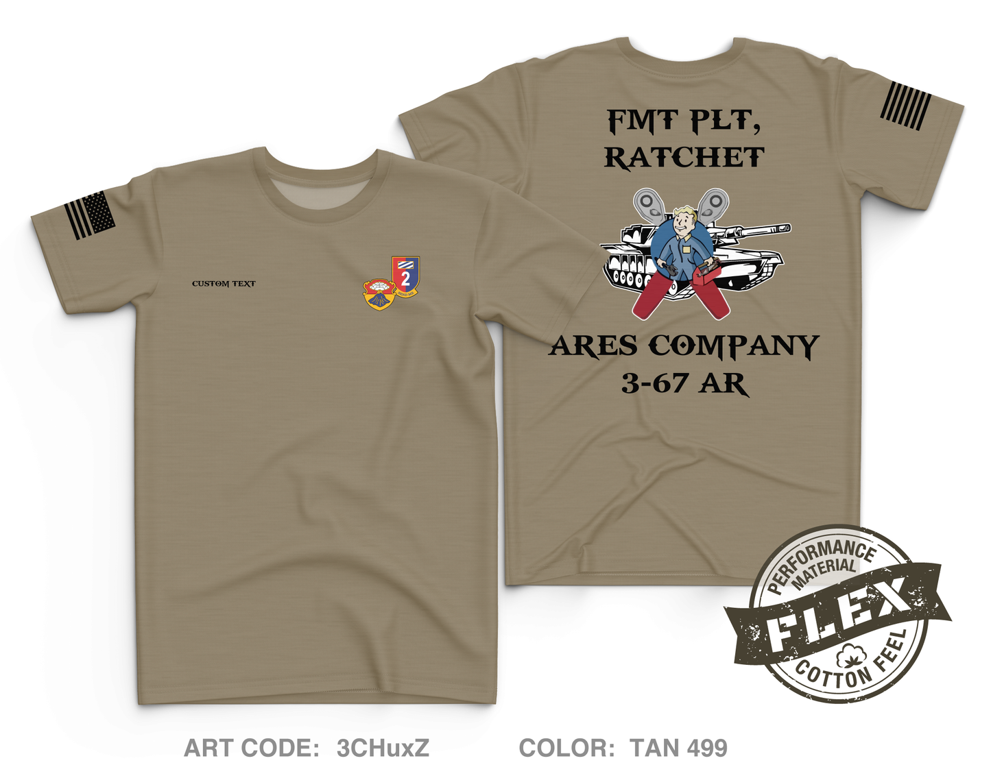 Custom A CO. 3-67 AR Core Men's SS Flex Performance Tee - 3CHuxZ