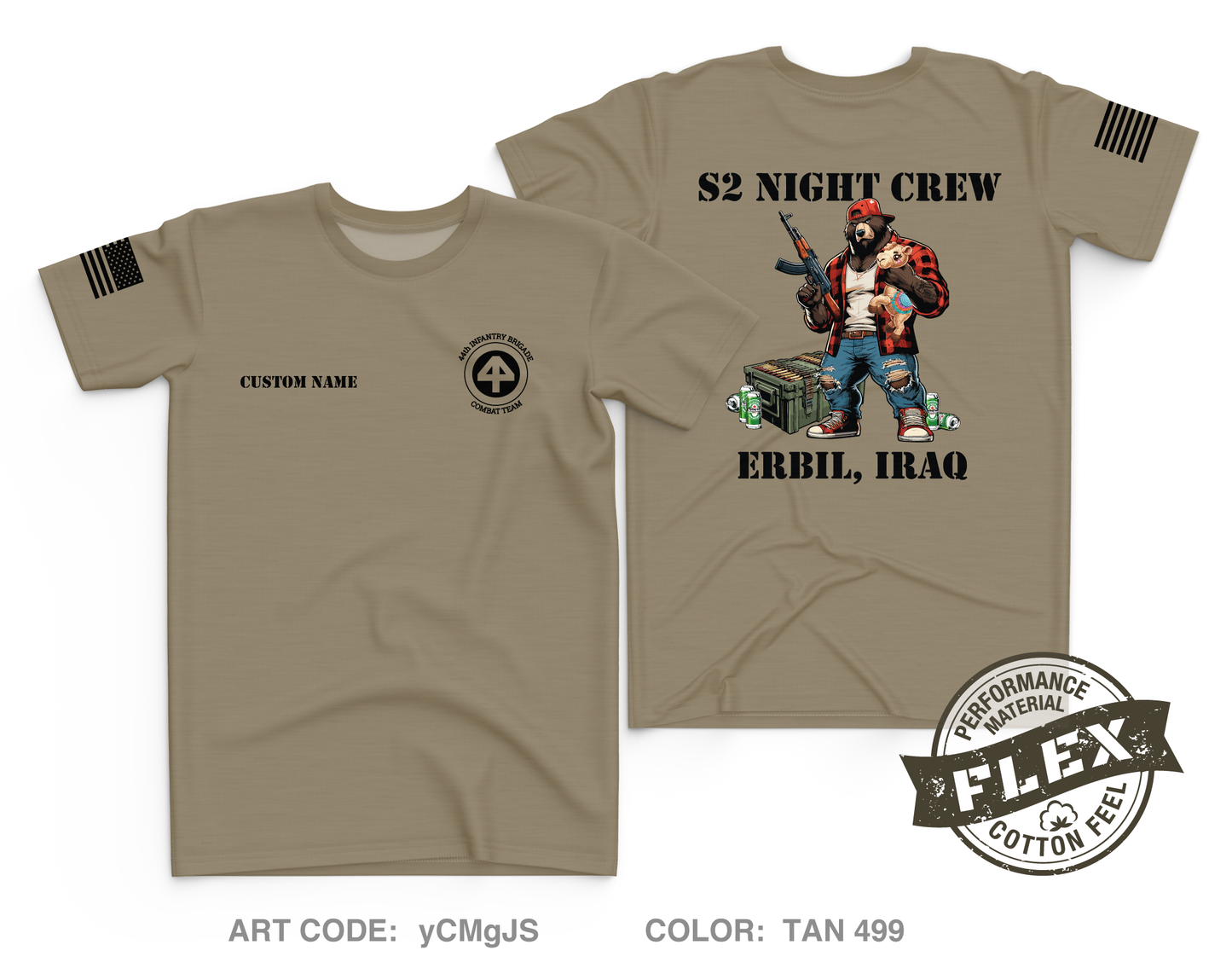 CUSTOM 44th IBCT S-2 Night Shift Core Men's SS Flex Performance Tee - yCMgJS