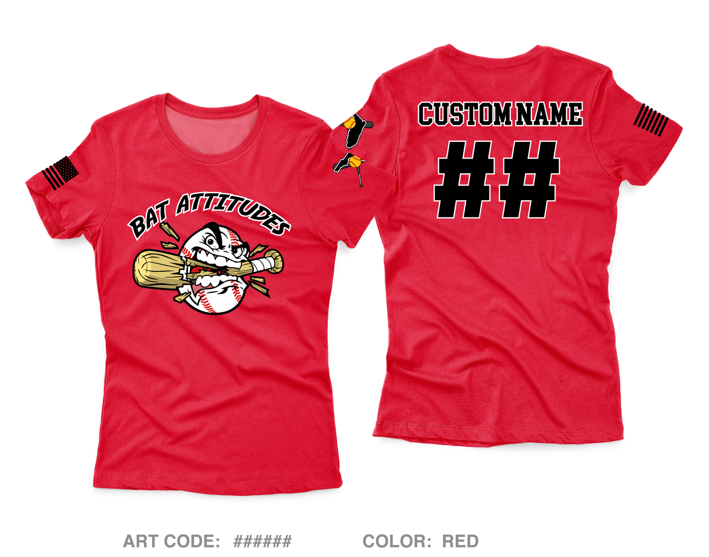 CUSTOM Bat attitudes Core Women's SS Performance Tee - CP86Cn