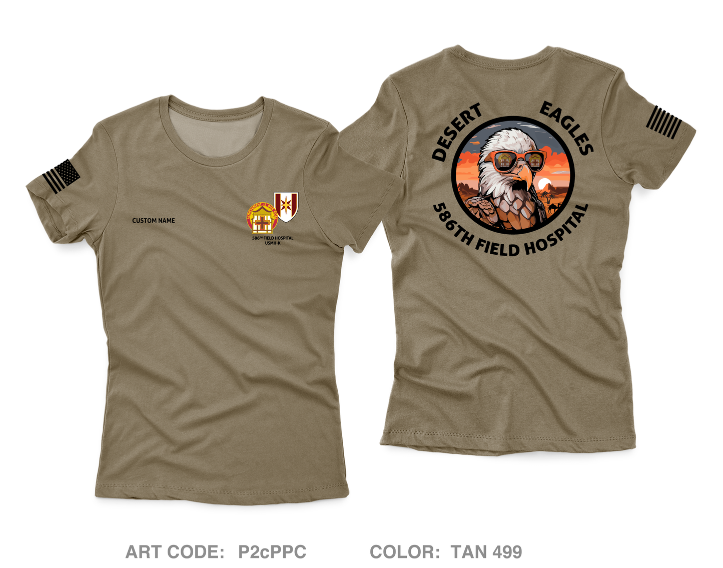 CUSTOM 586th Field Hospital Core Women's SS Performance Tee - P2cPPC