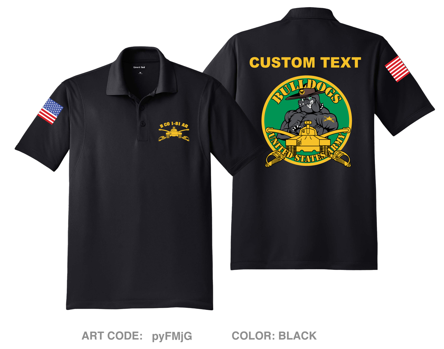 CUSTOM B Co, 1-81 AR BN, 194TH AR BDE Hi-Tech Performance Men's SS Polo - pyFMjG