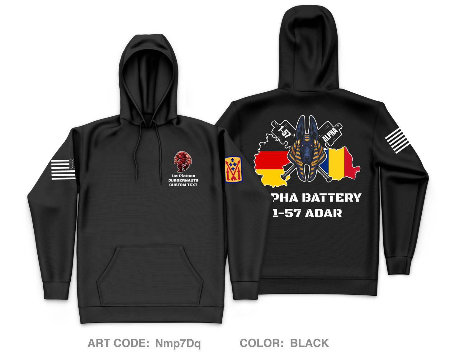 CUSTOM 1st platoon, Alpha battery, 1-57 ADAR Core Men's Hooded Performance Sweatshirt - Nmp7Dq