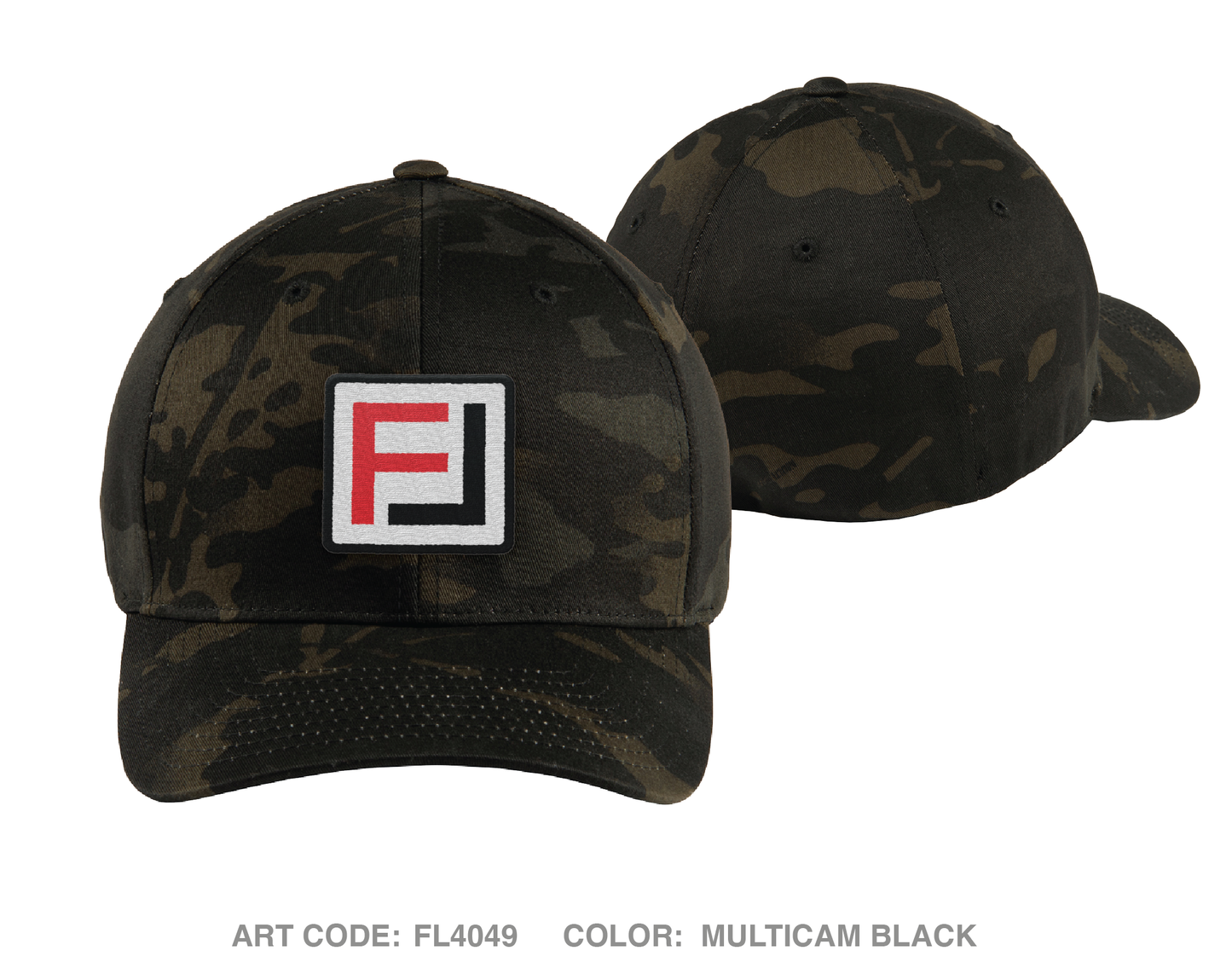 Frontline Equipment and Consulting Embroidered Flexfit Cap - FL4049 Multicam Black