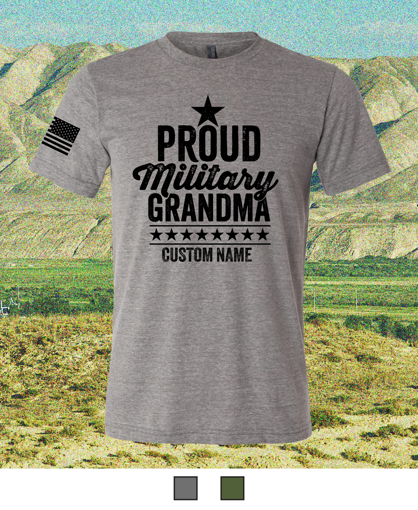 CUSTOM Emblem Mother's Day Series - Comfort Unisex Triblend SS Tee - Proud Military Grandma