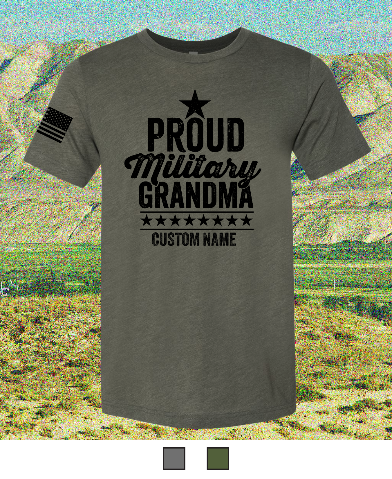 CUSTOM Emblem Mother's Day Series - Comfort Unisex Triblend SS Tee - Proud Military Grandma