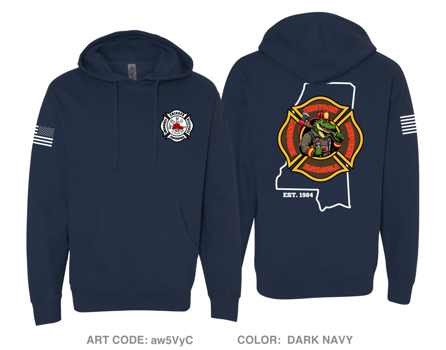 Chevron Pascagoula Fire Department Comfort Unisex Hooded Sweatshirt - aw5VyC