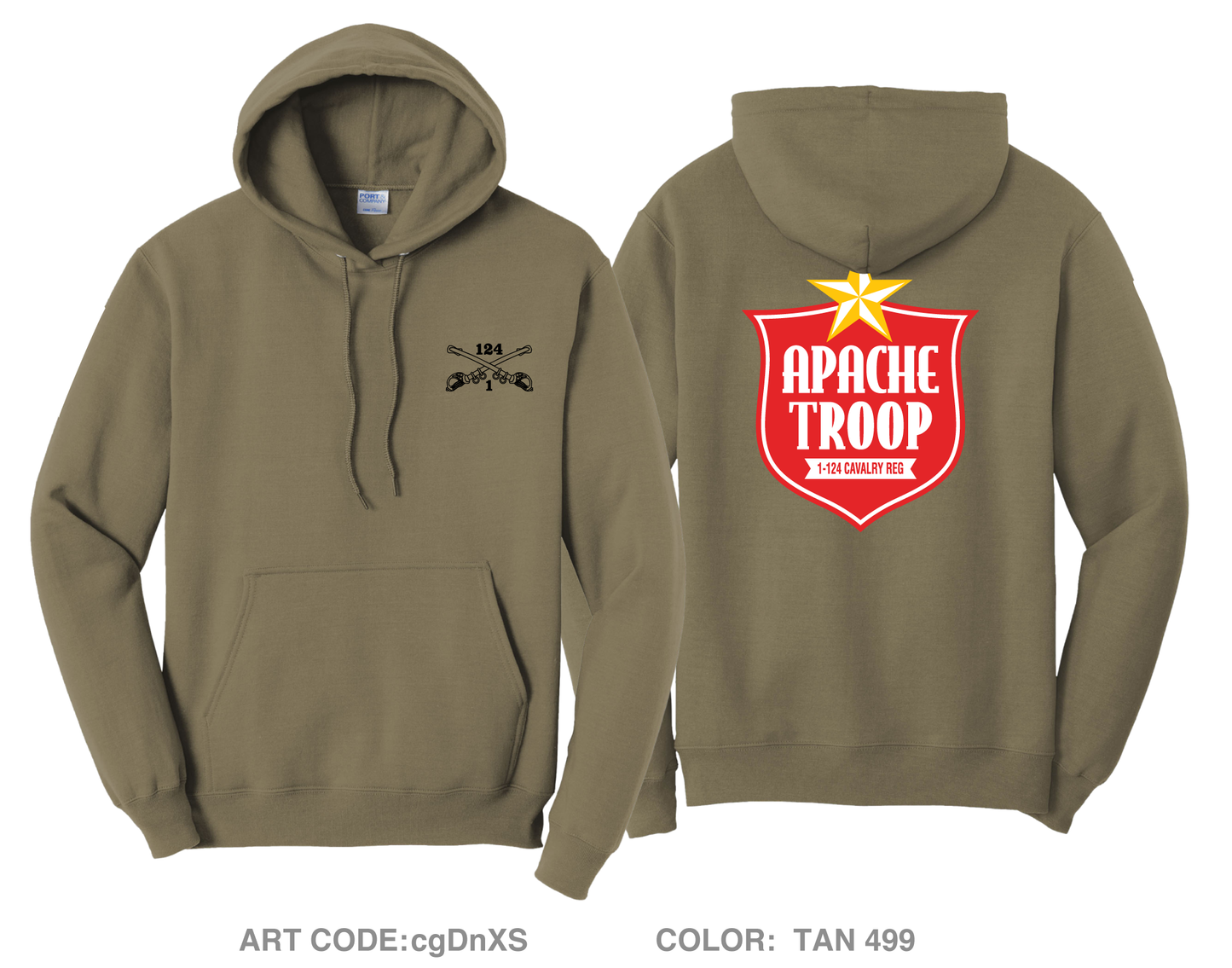 A Troop 1|124th Cavalry Reg Comfort Unisex Hooded Sweatshirt - cgDnXS