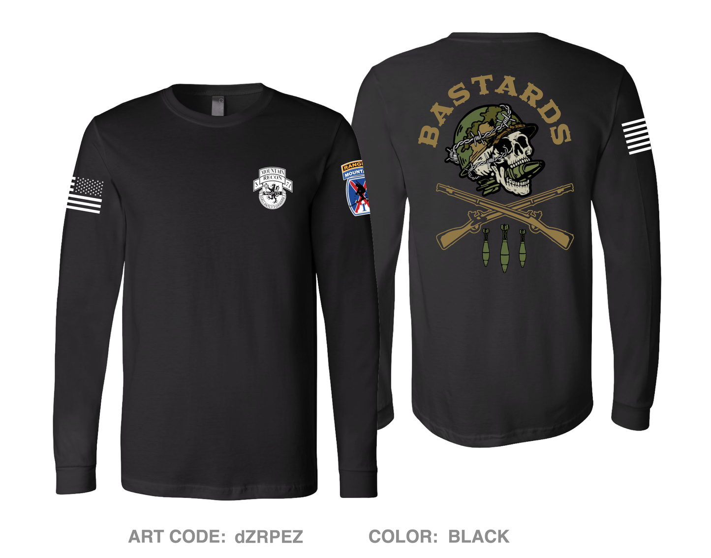 MTRS, A TRP, 3-71 CAV, 1IBCT, 10TH MTN Comfort Men's Cotton LS Tee - dZRPEZ