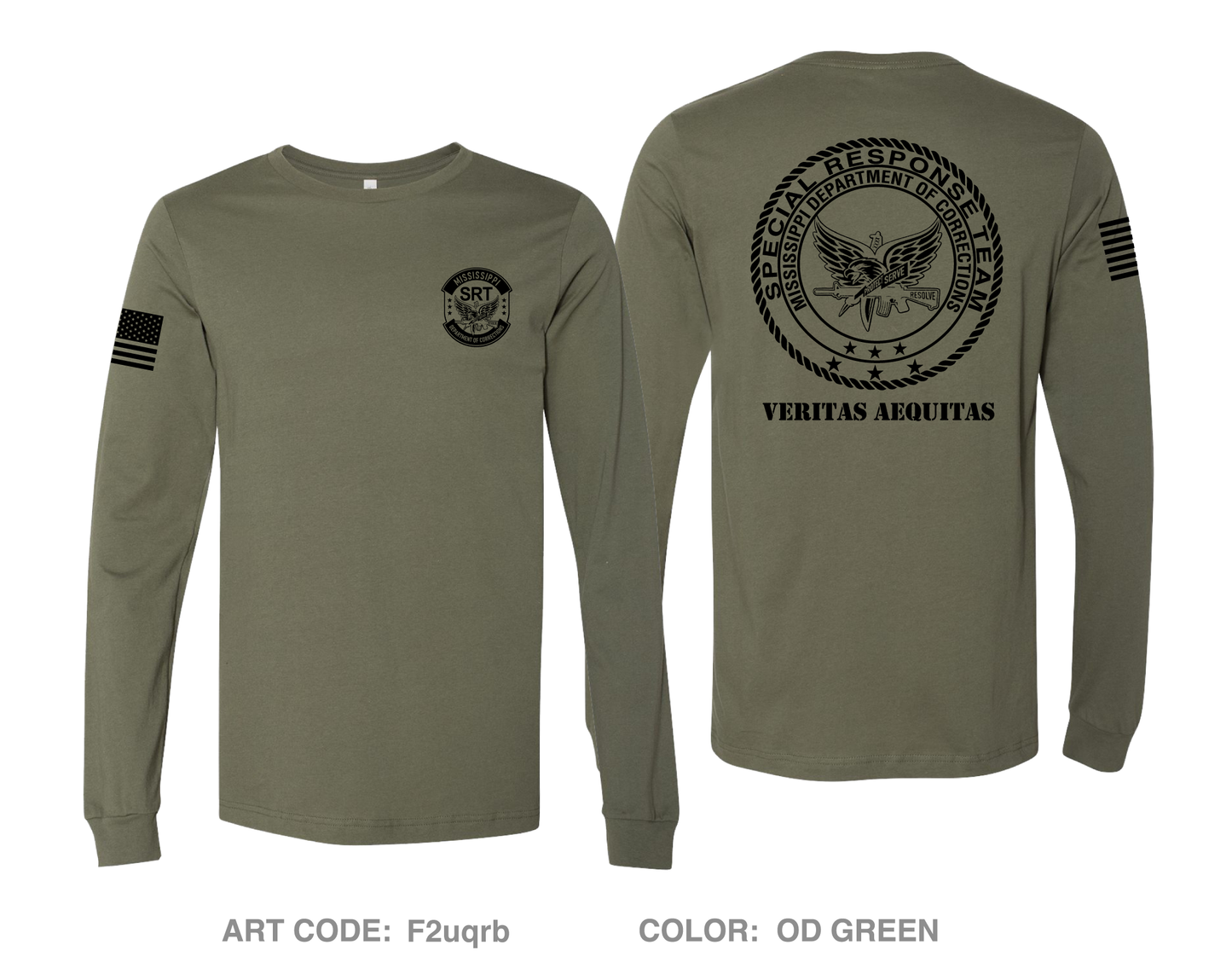 Mississippi Department of Corrections Special Response Team Comfort Men's Cotton LS Tee - F2uqrb