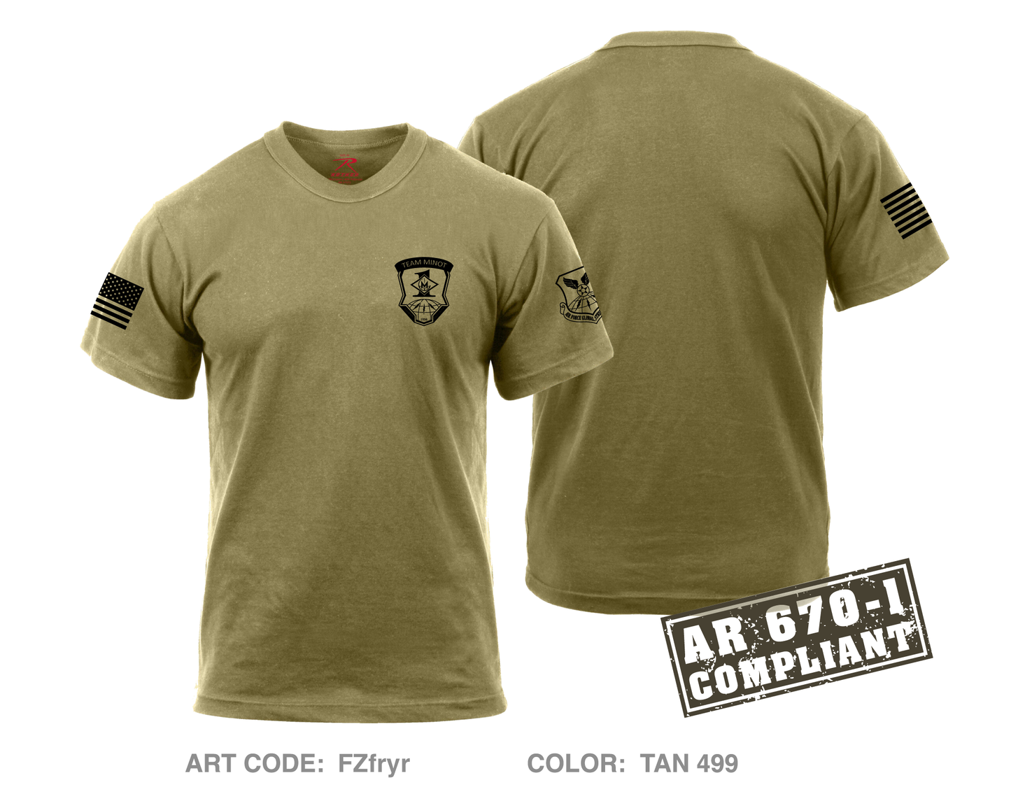 Minot First Sergeants AR 670-1 Compliant Comfort Unisex Cotton Blend SS Tee - FZfryr