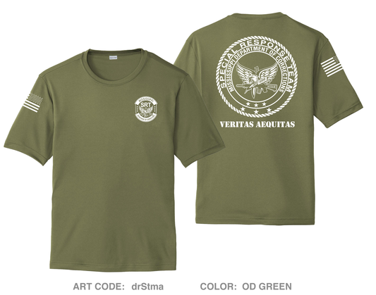 Mississippi Department of Corrections Special Response Team DTF Unisex Performance SS Tee - drStma