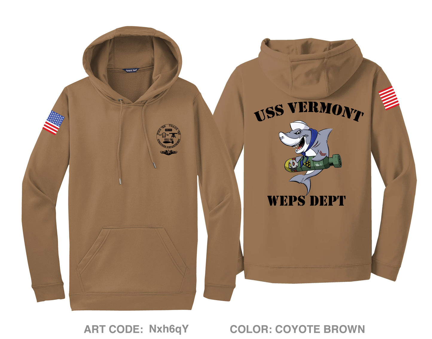 USS Vermont Hi-Tech Performance Hoodie - Nxh6qY