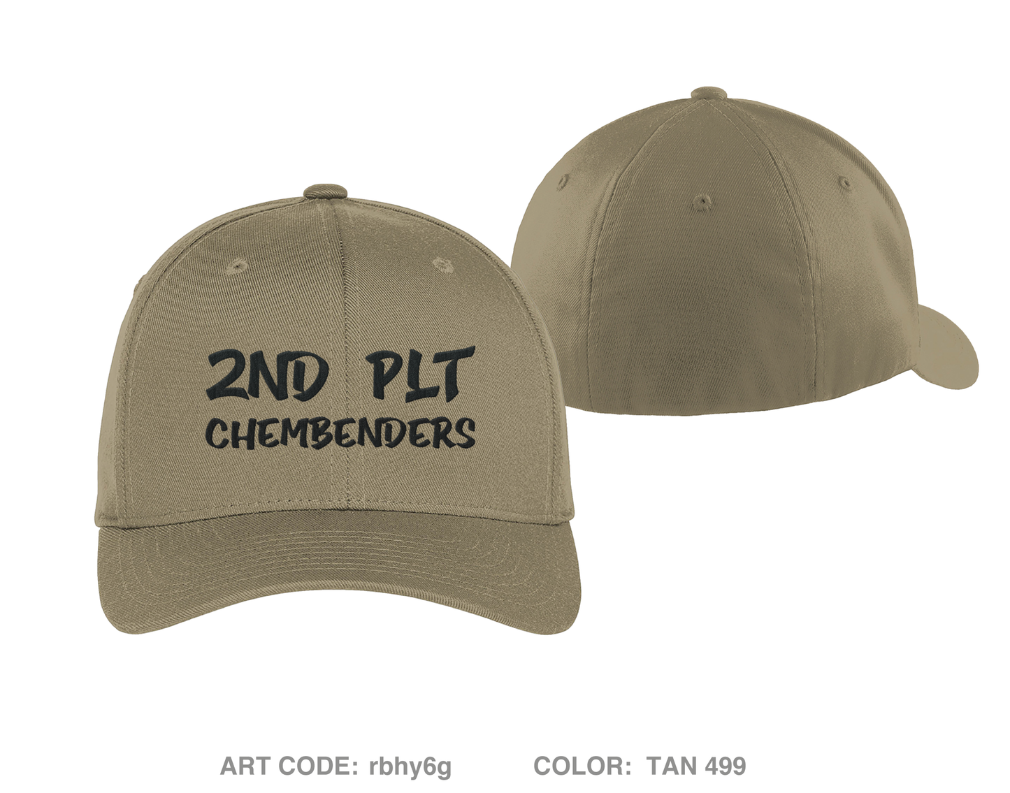 2PLT 44CMCO 22CMBN Embroidered Flexfit Cap - rbhy6g