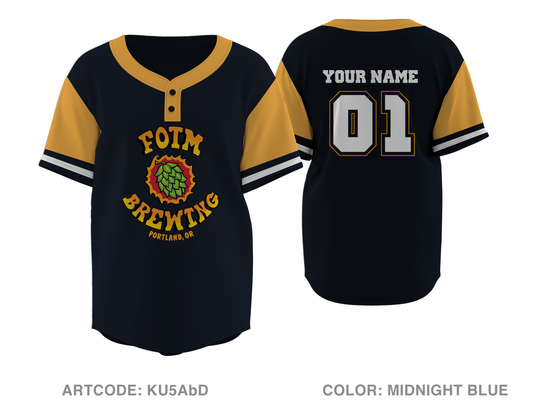 CUSTOM FOTM Hot Wings Core Men's 2 Button Baseball Jersey - KU5AbD