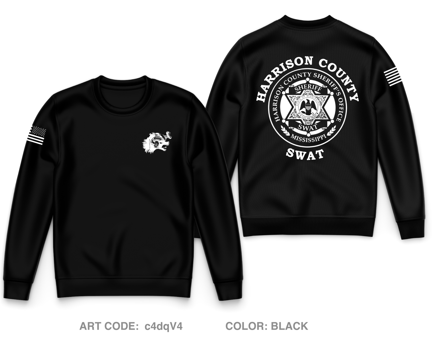 Harrison County SWAT Core Men's Crewneck Performance Sweatshirt - c4dqV4