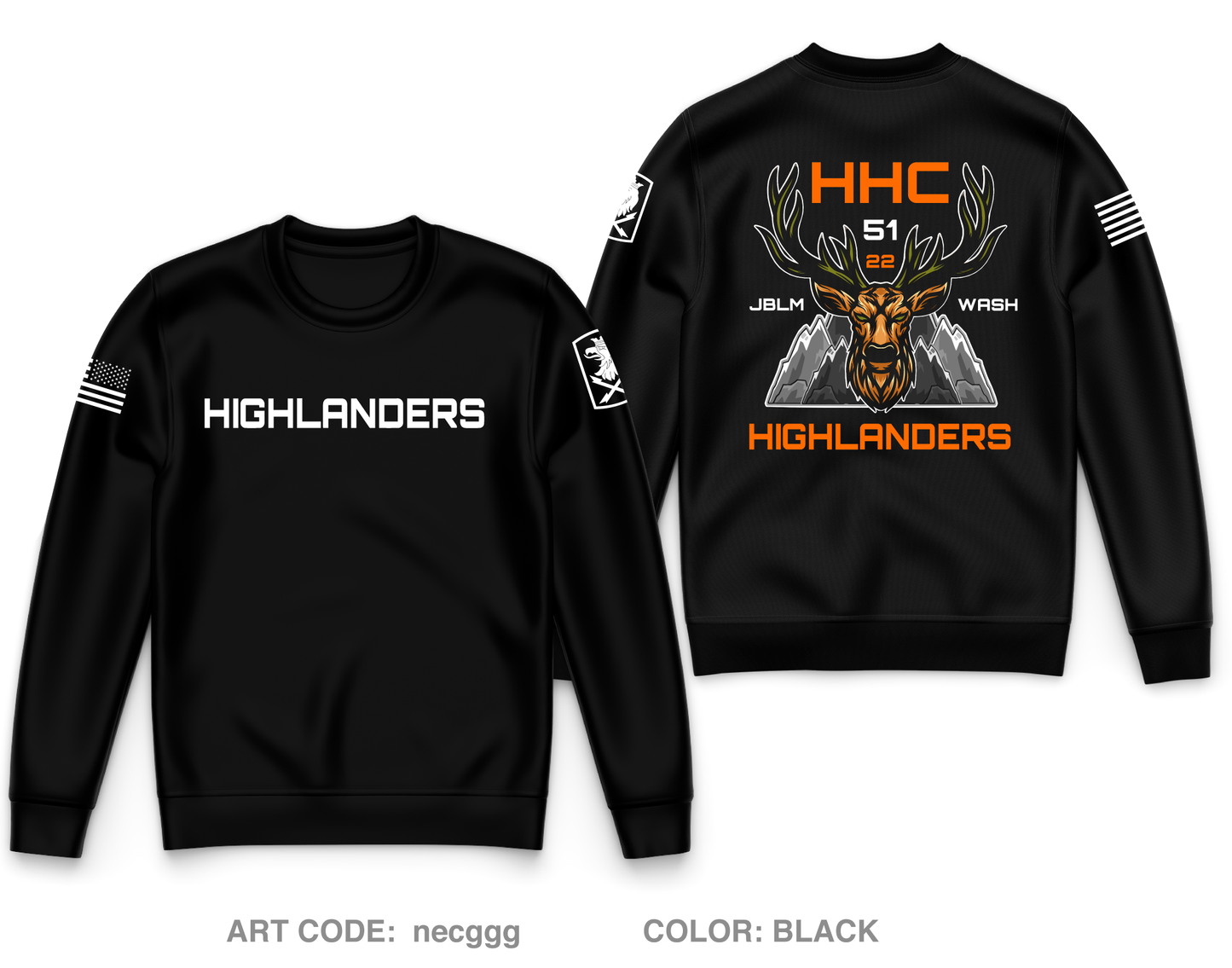 HHC, 51st ESB, 22d CSB Core Men's Crewneck Performance Sweatshirt - necggg