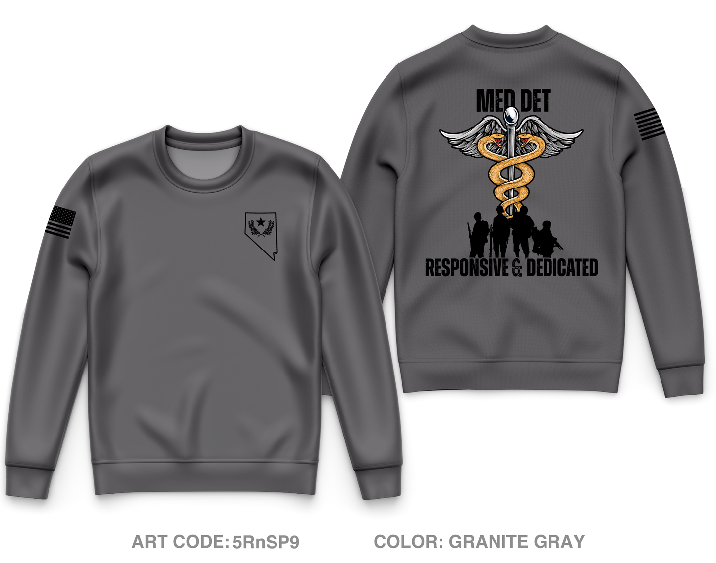 Nevada Army National Guard Medical Detachment Core Men's Crewneck Performance Sweatshirt - 5RnSP9