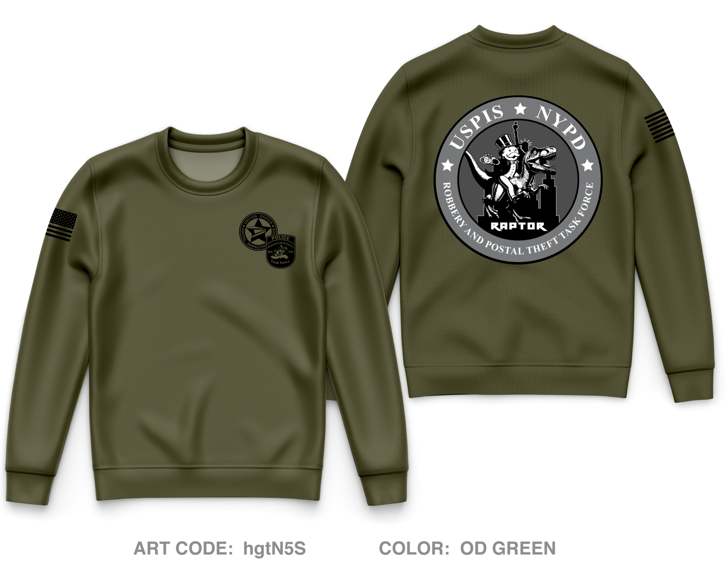 USPIS|NYPD RAPTOR Task Force Core Men's Crewneck Performance Sweatshirt - hgtN5S