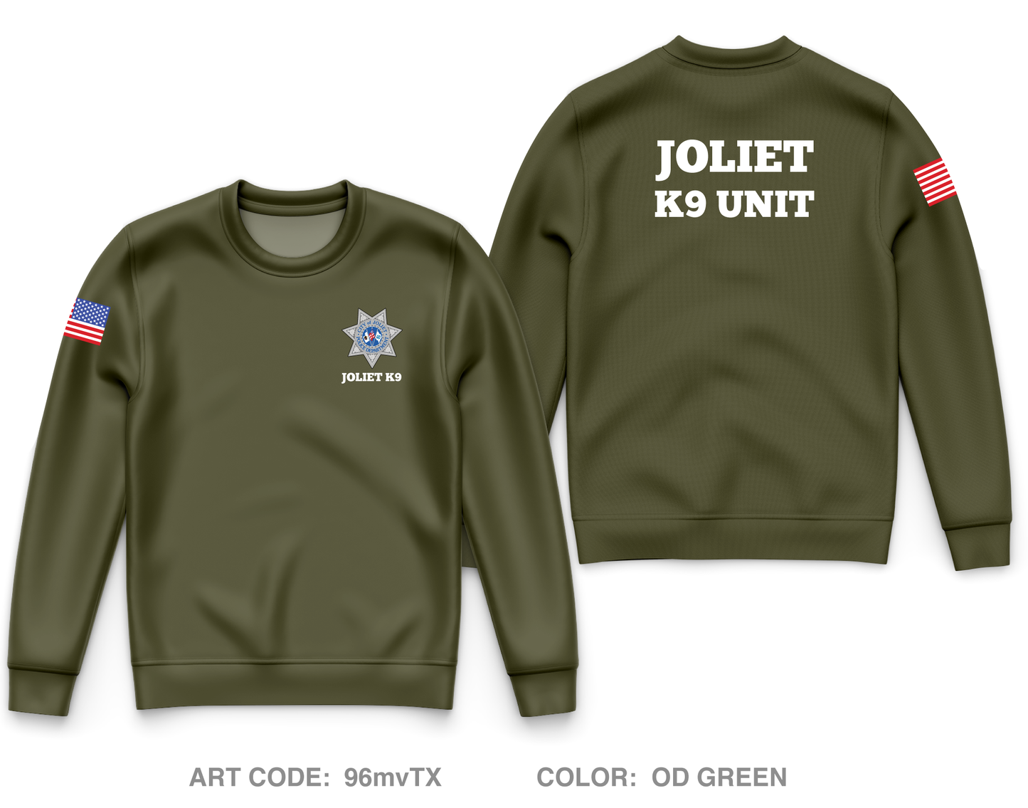 Joliet Police K9 Unit Core Men's Crewneck Performance Sweatshirt - 96mvTX