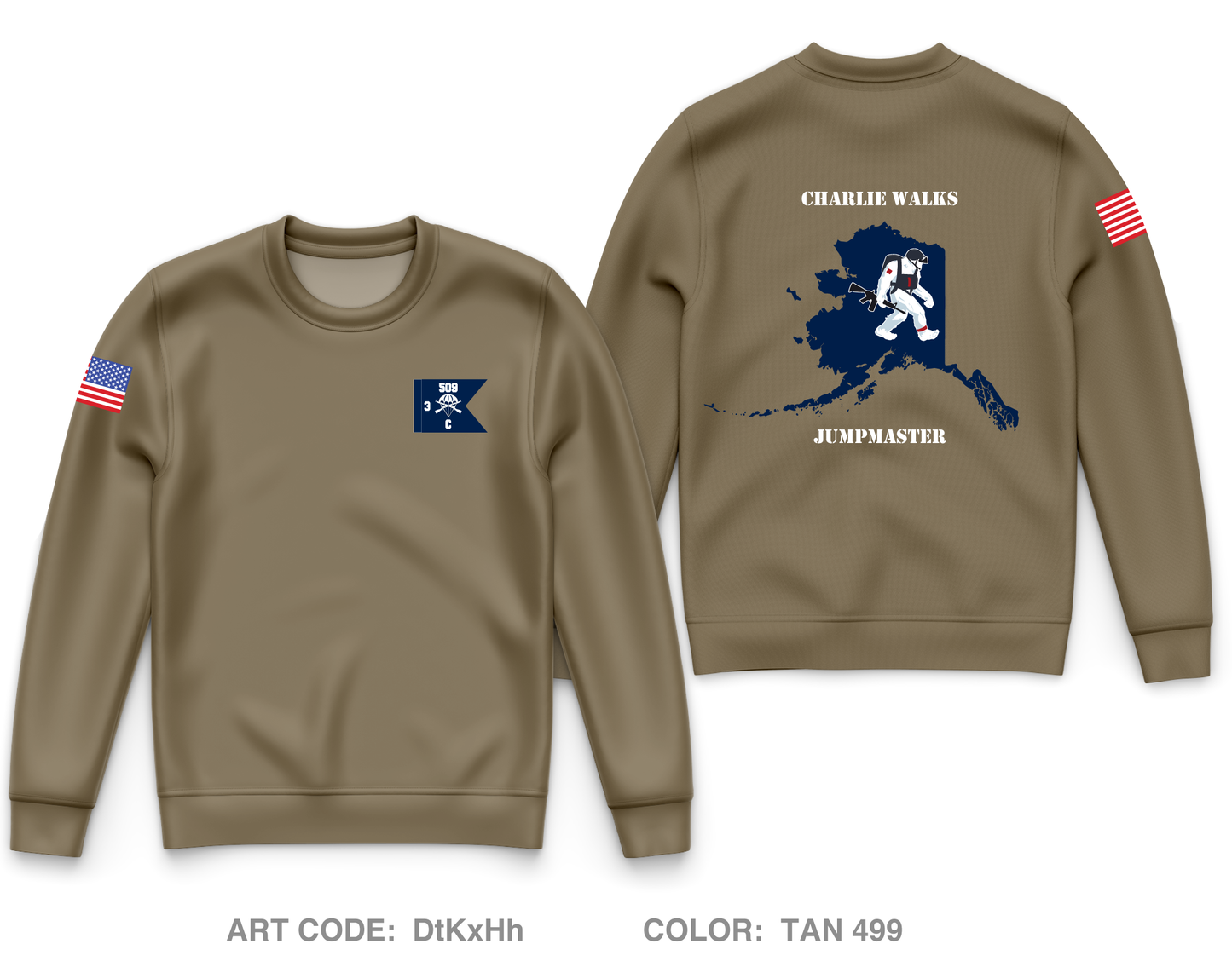 Charlie Company 3-509TH PIR Core Men's Crewneck Performance Sweatshirt - DtKxHh